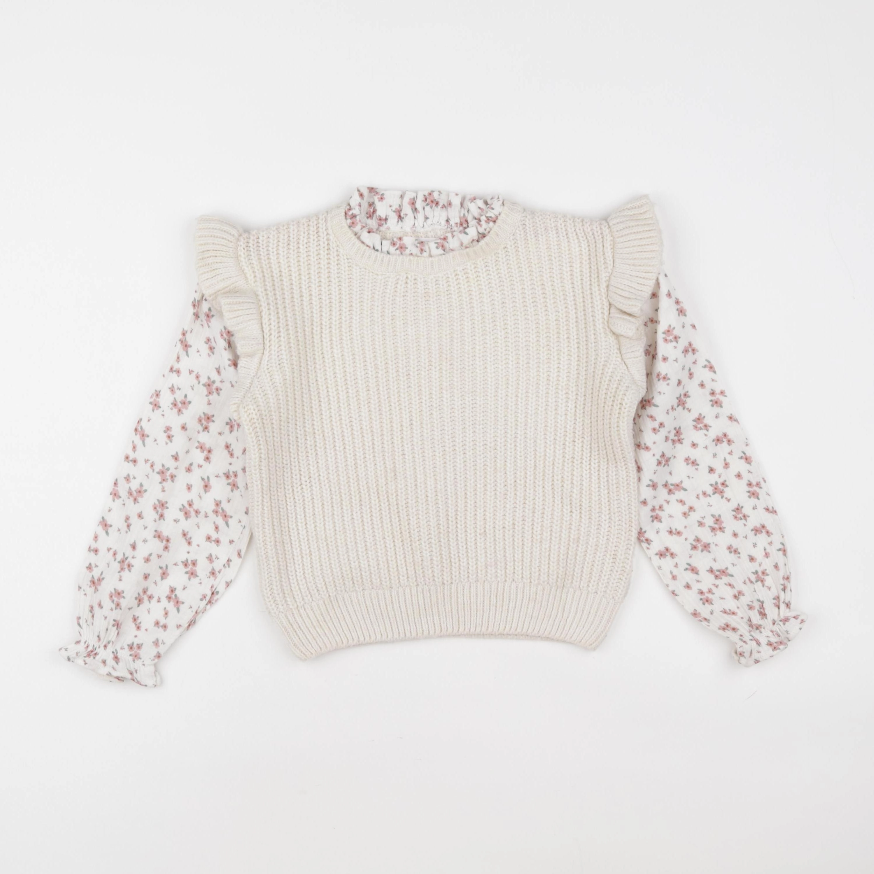 Vertbaudet - pull blanc, rose - 6 ans