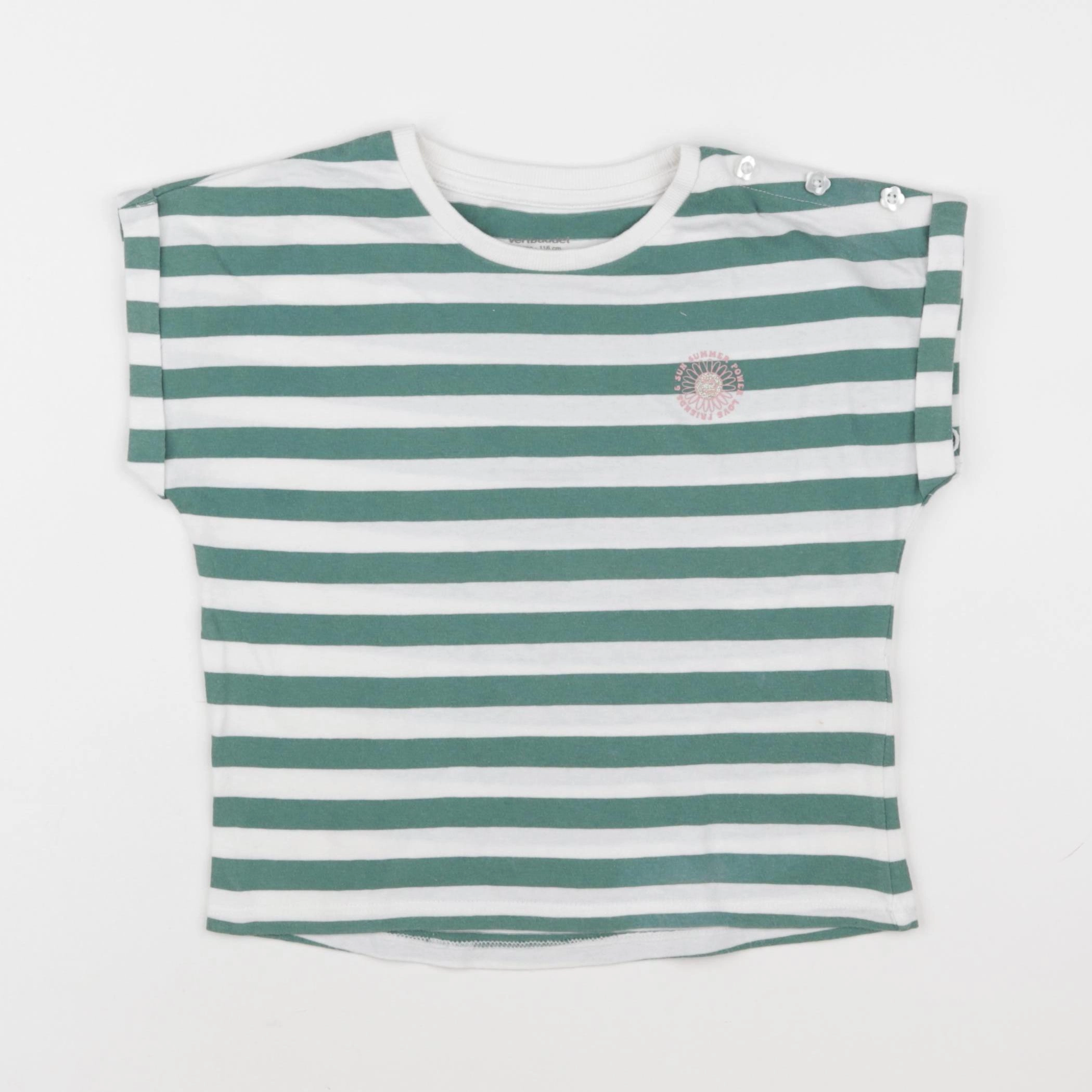 Vertbaudet - tee-shirt blanc, vert - 6 ans
