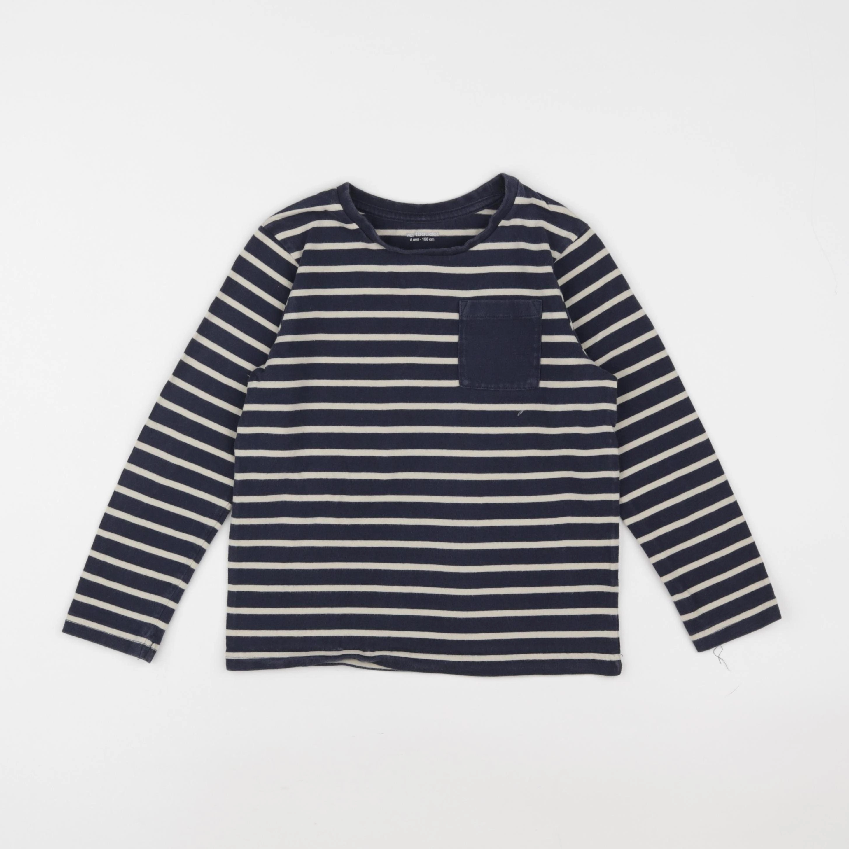 Vertbaudet - tee-shirt beige, bleu - 8 ans
