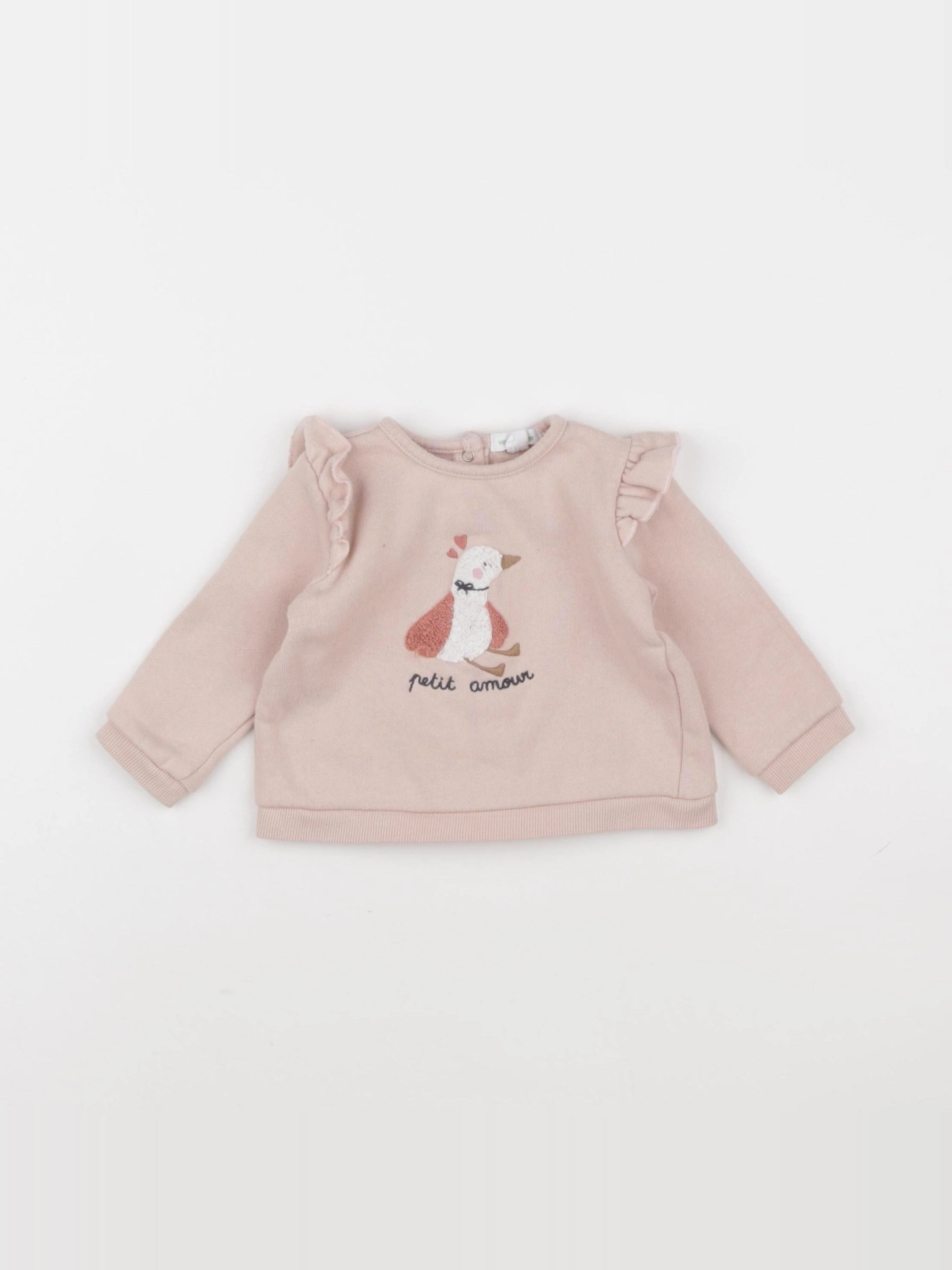 Vertbaudet - sweat rose - 6 mois