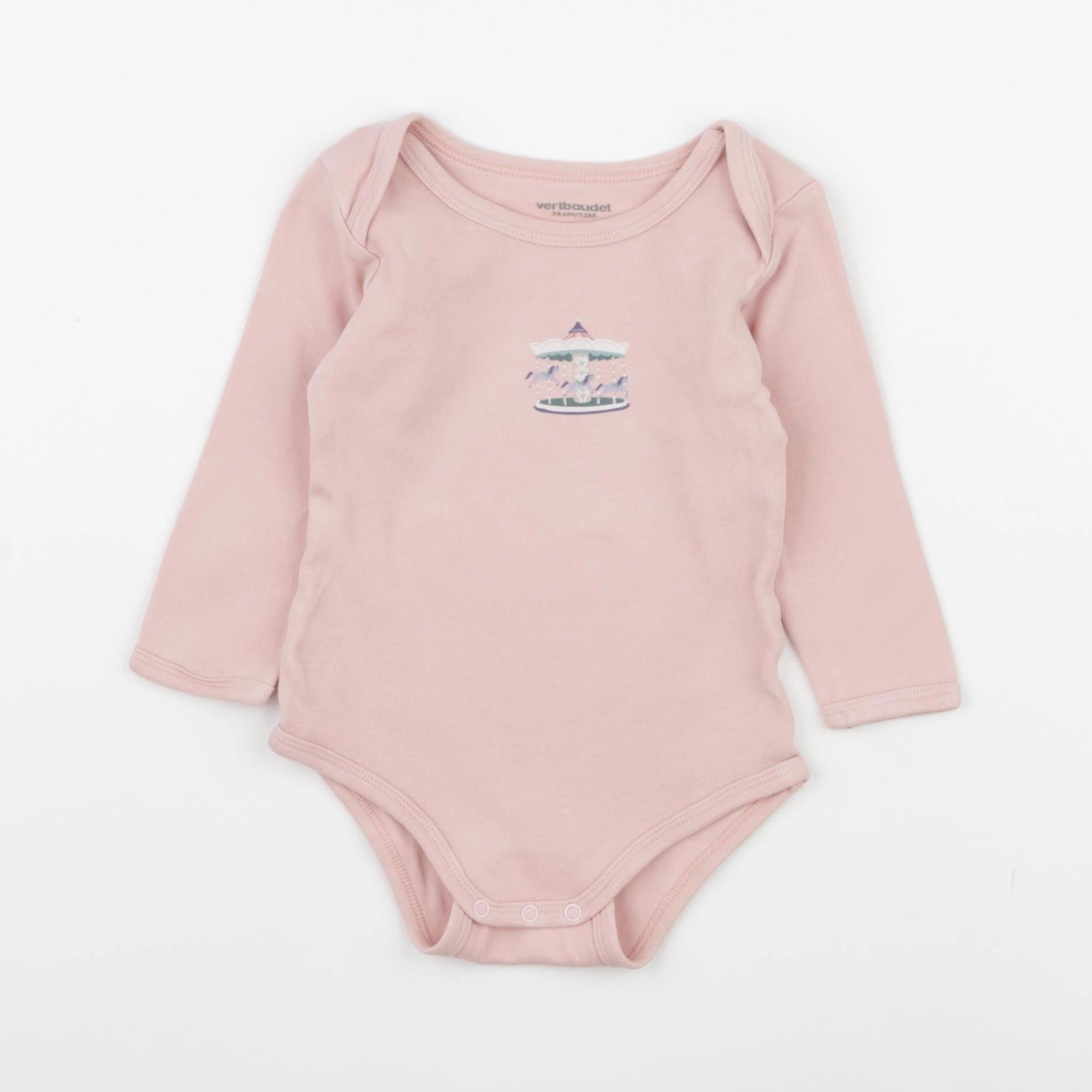 Vertbaudet - body rose - 12 mois