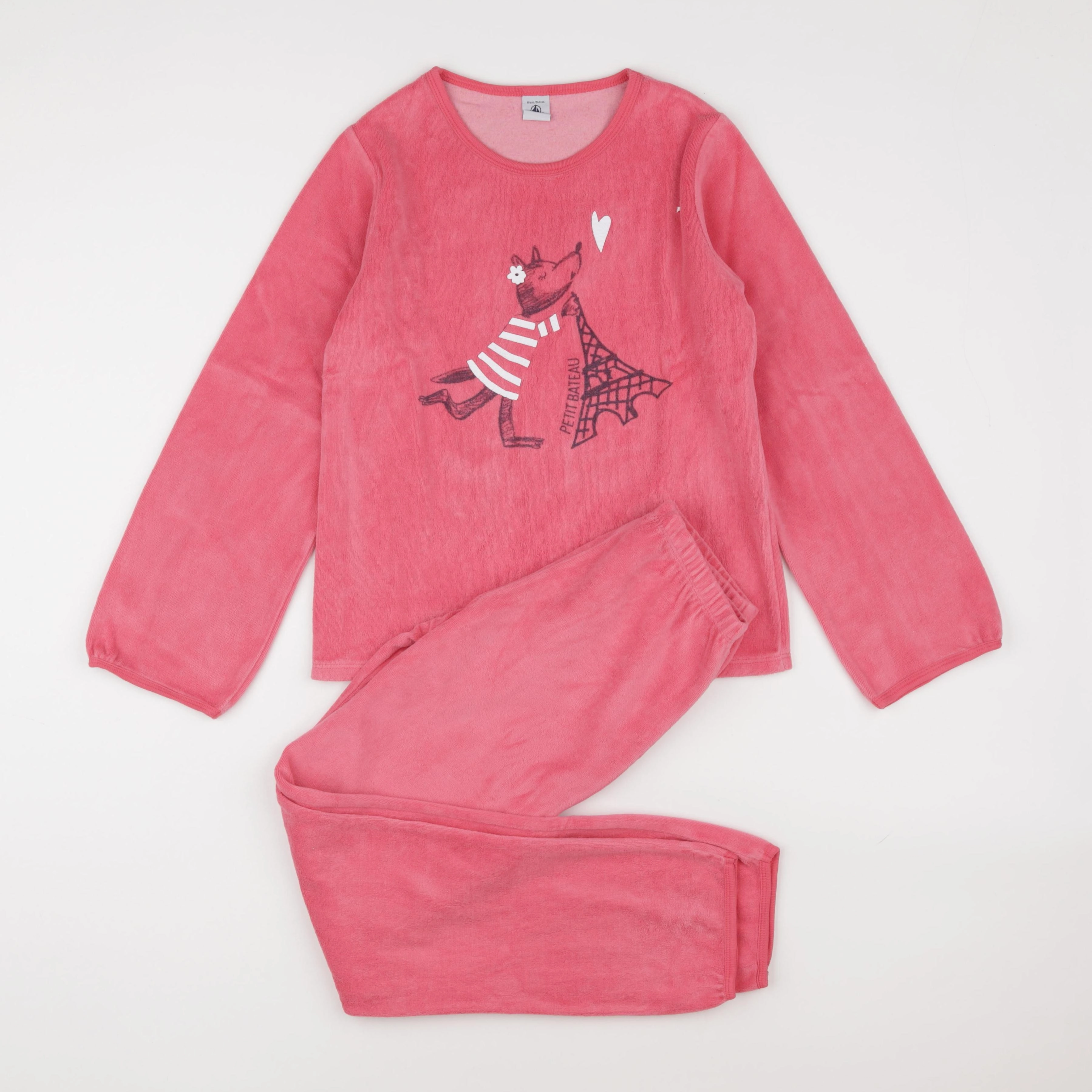 Petit Bateau - pyjama velours rose - 10 ans