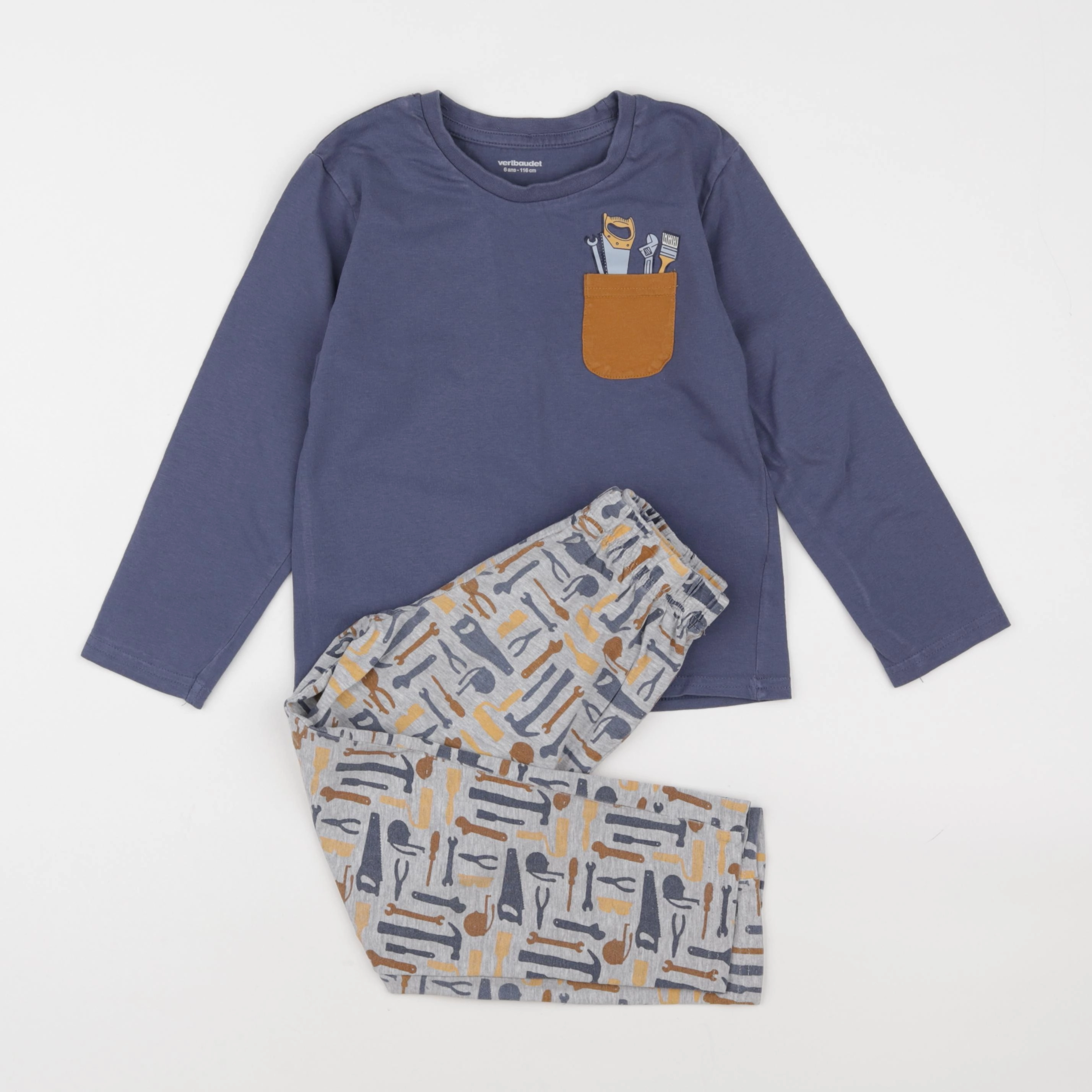 Vertbaudet - pyjama coton bleu - 6 ans