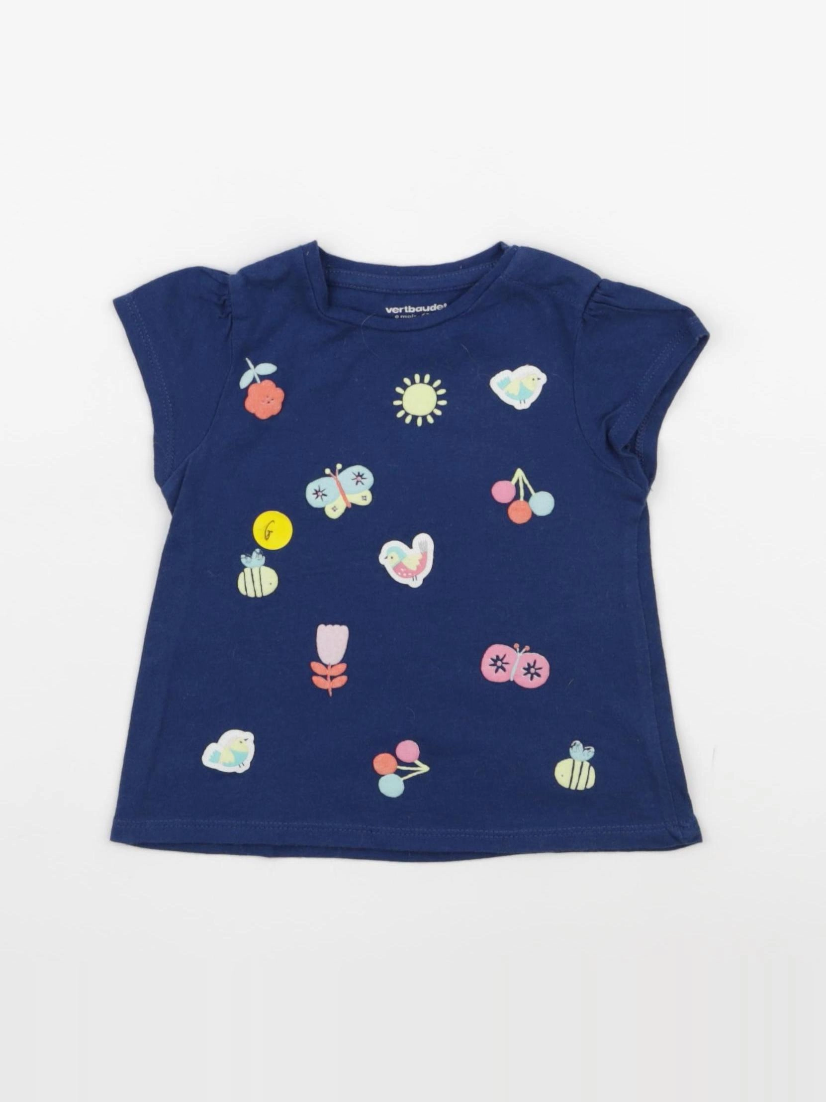 Vertbaudet - tee-shirt bleu - 6 mois