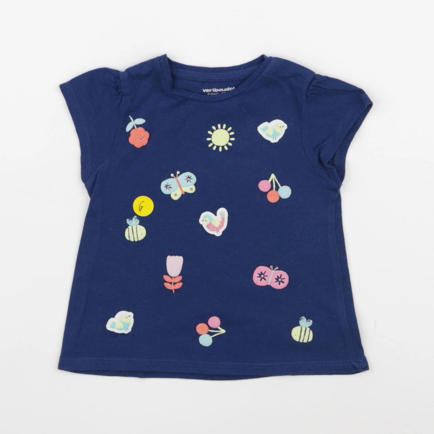 Vertbaudet - tee-shirt bleu - 6 mois