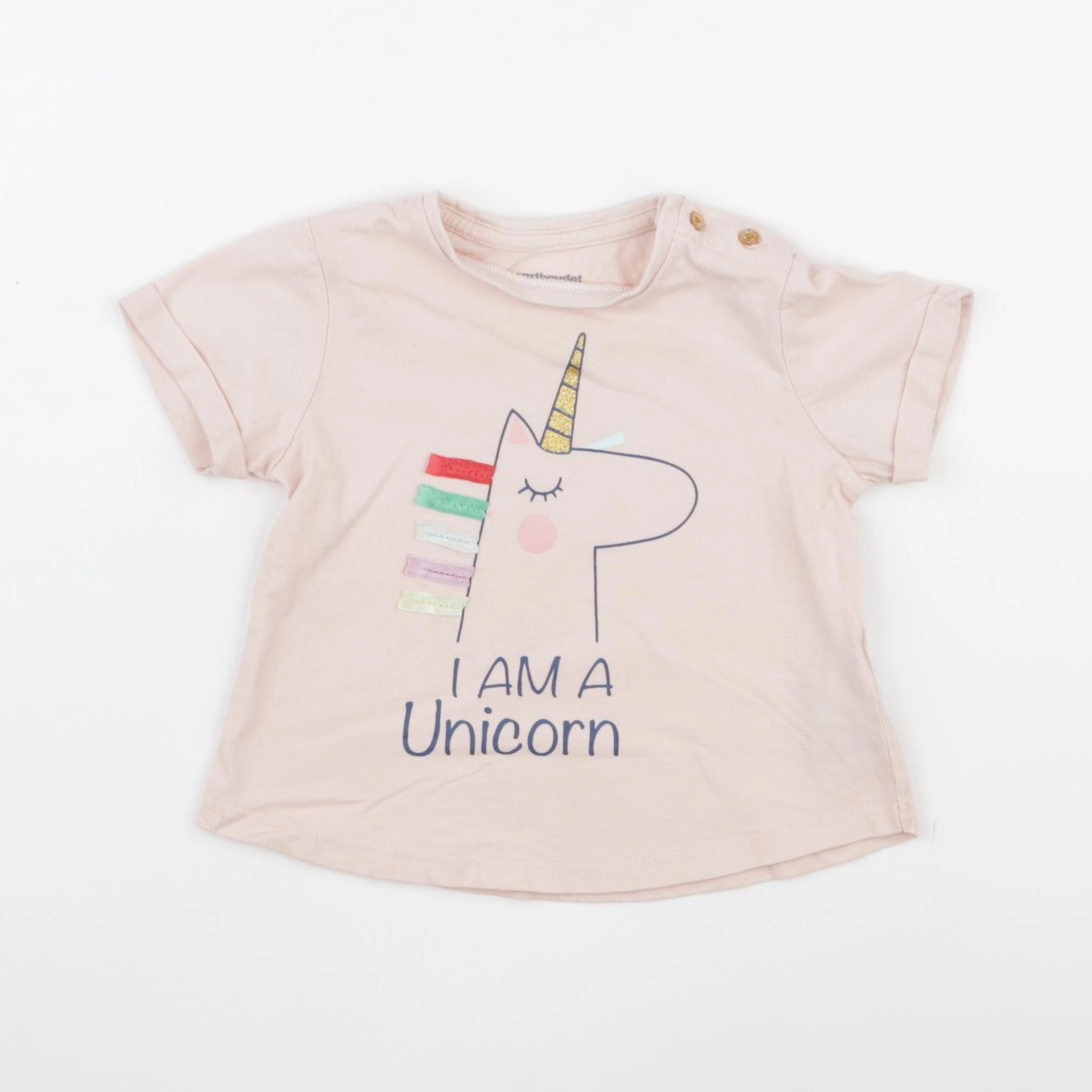 Vertbaudet - tee-shirt rose, or - 18 mois