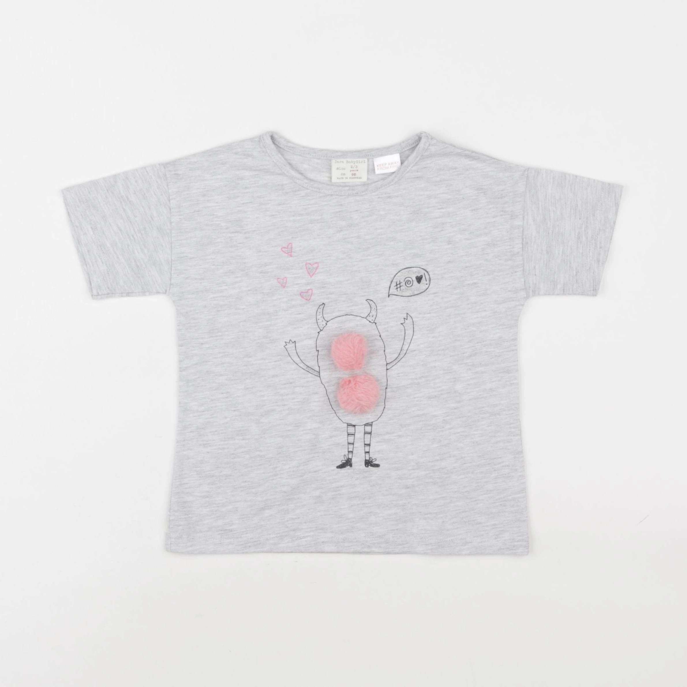 Zara - tee-shirt gris - 2/3 ans