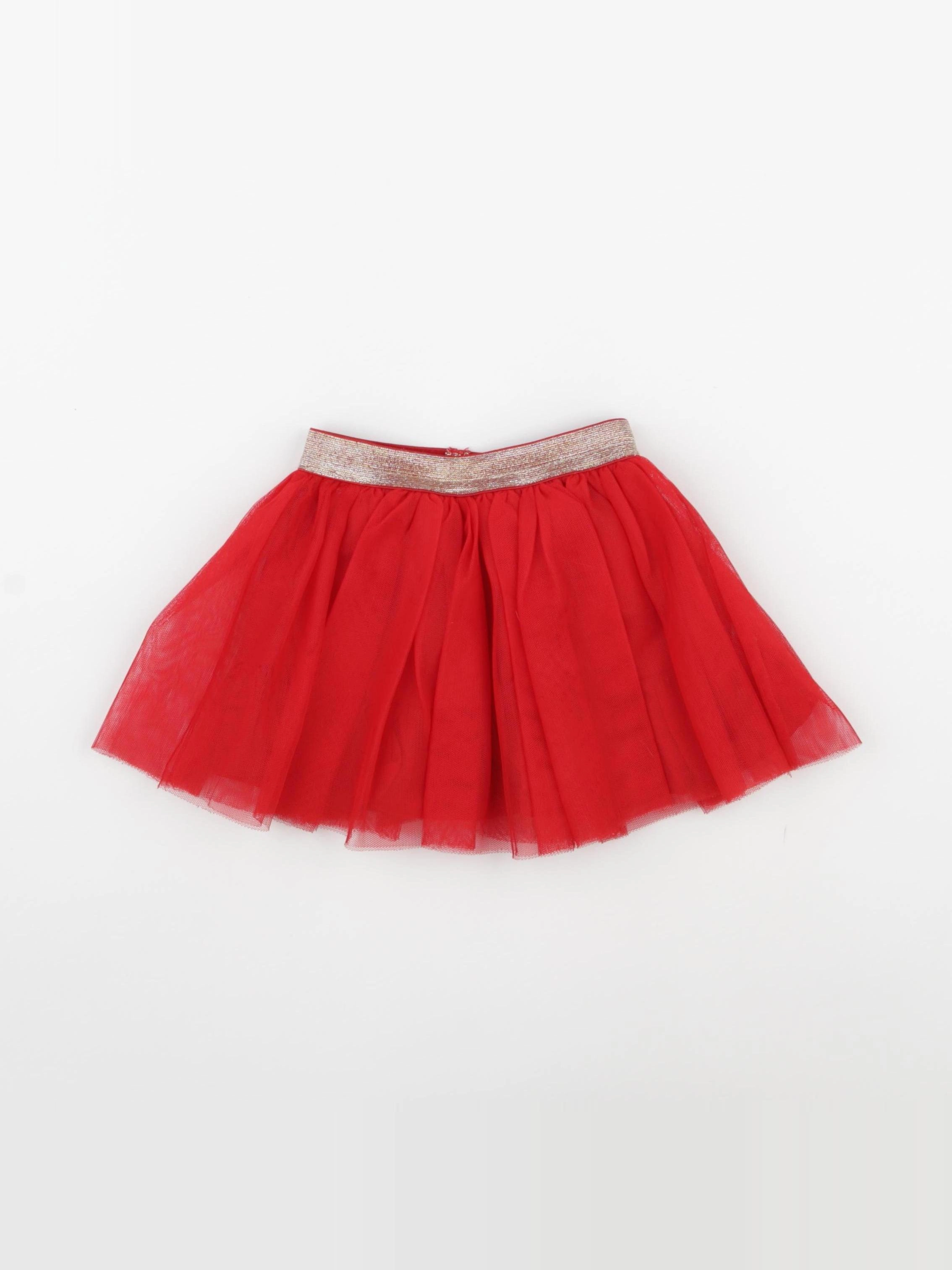Vertbaudet - jupe rouge, or - 18 mois