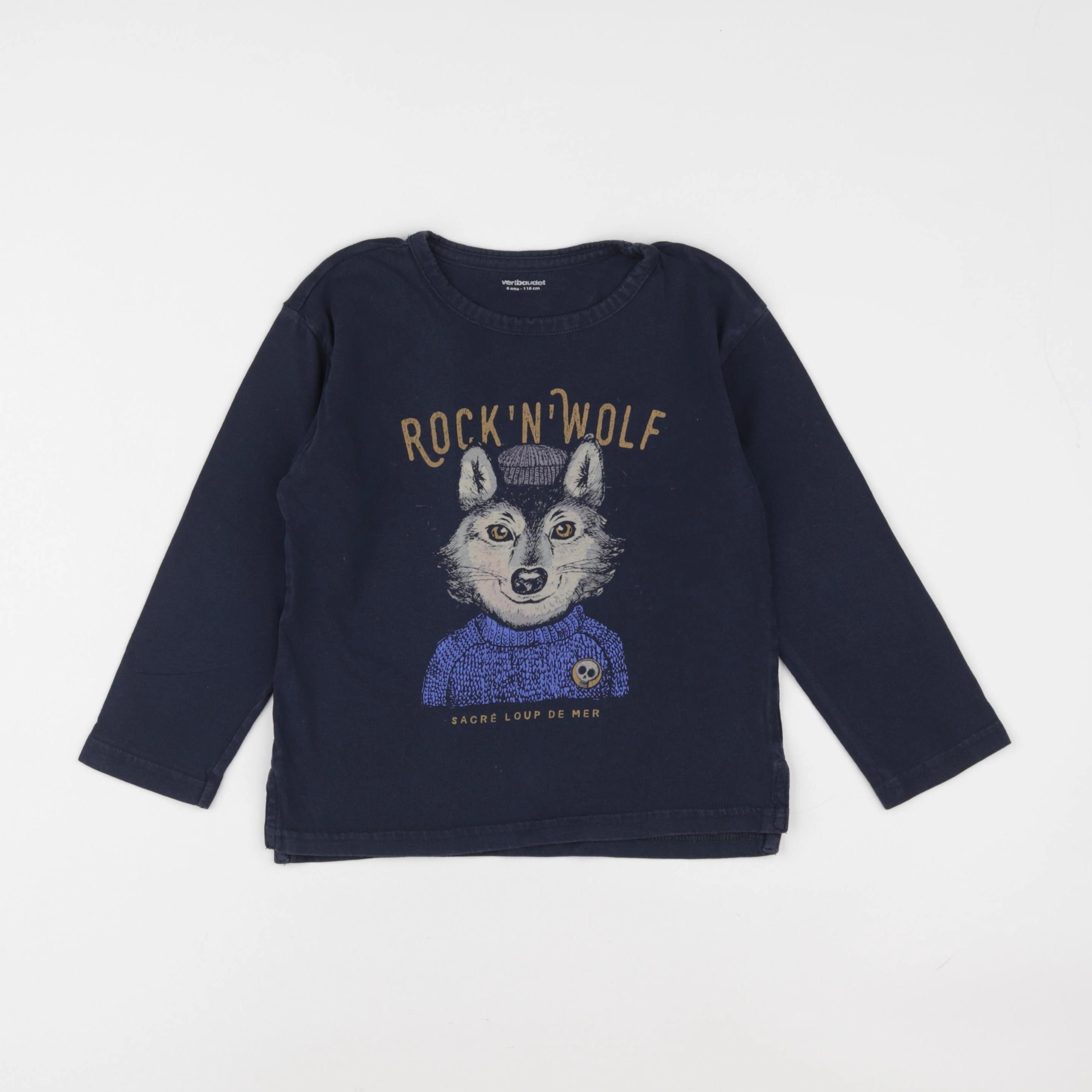 Vertbaudet - tee-shirt bleu - 6 ans