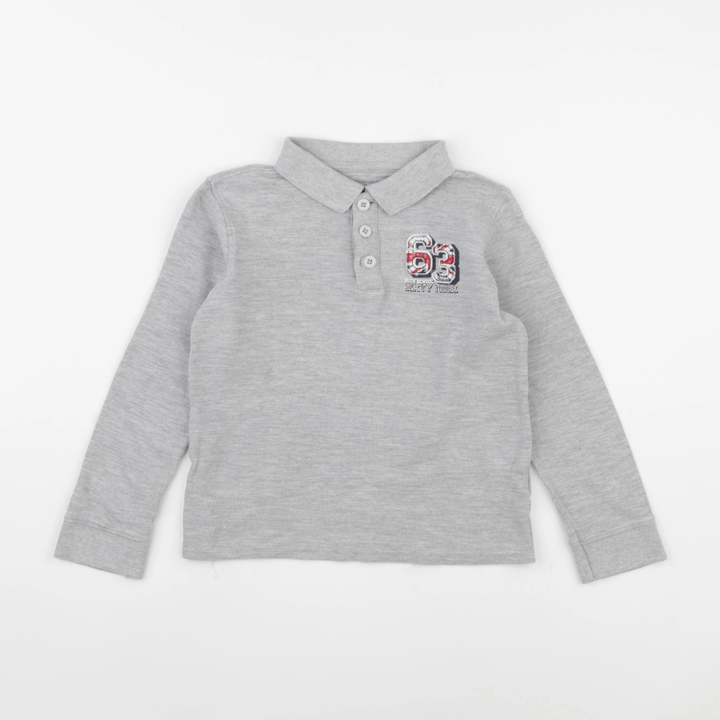 Vertbaudet - polo gris - 8 ans