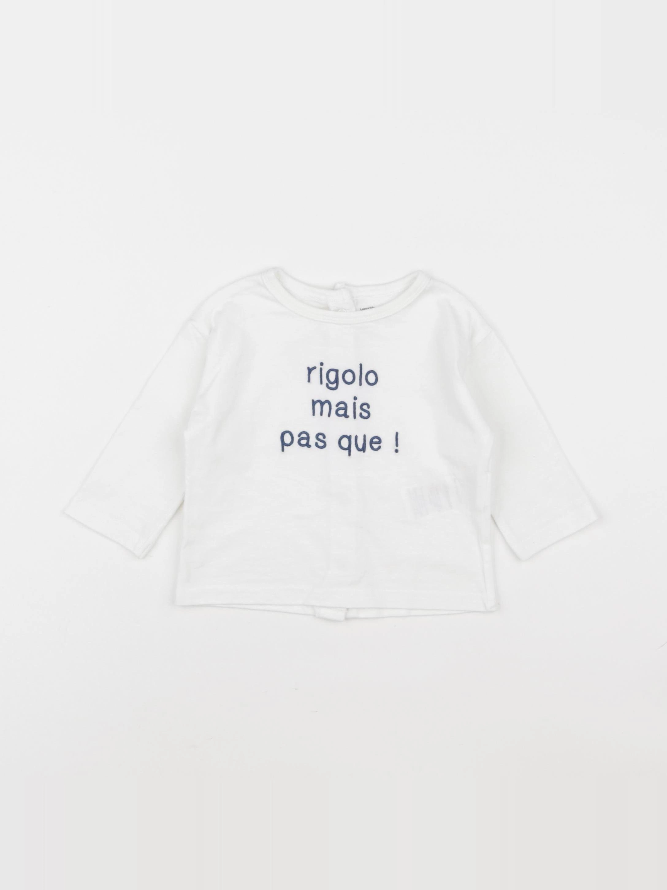 Vertbaudet - tee-shirt blanc - 6 mois