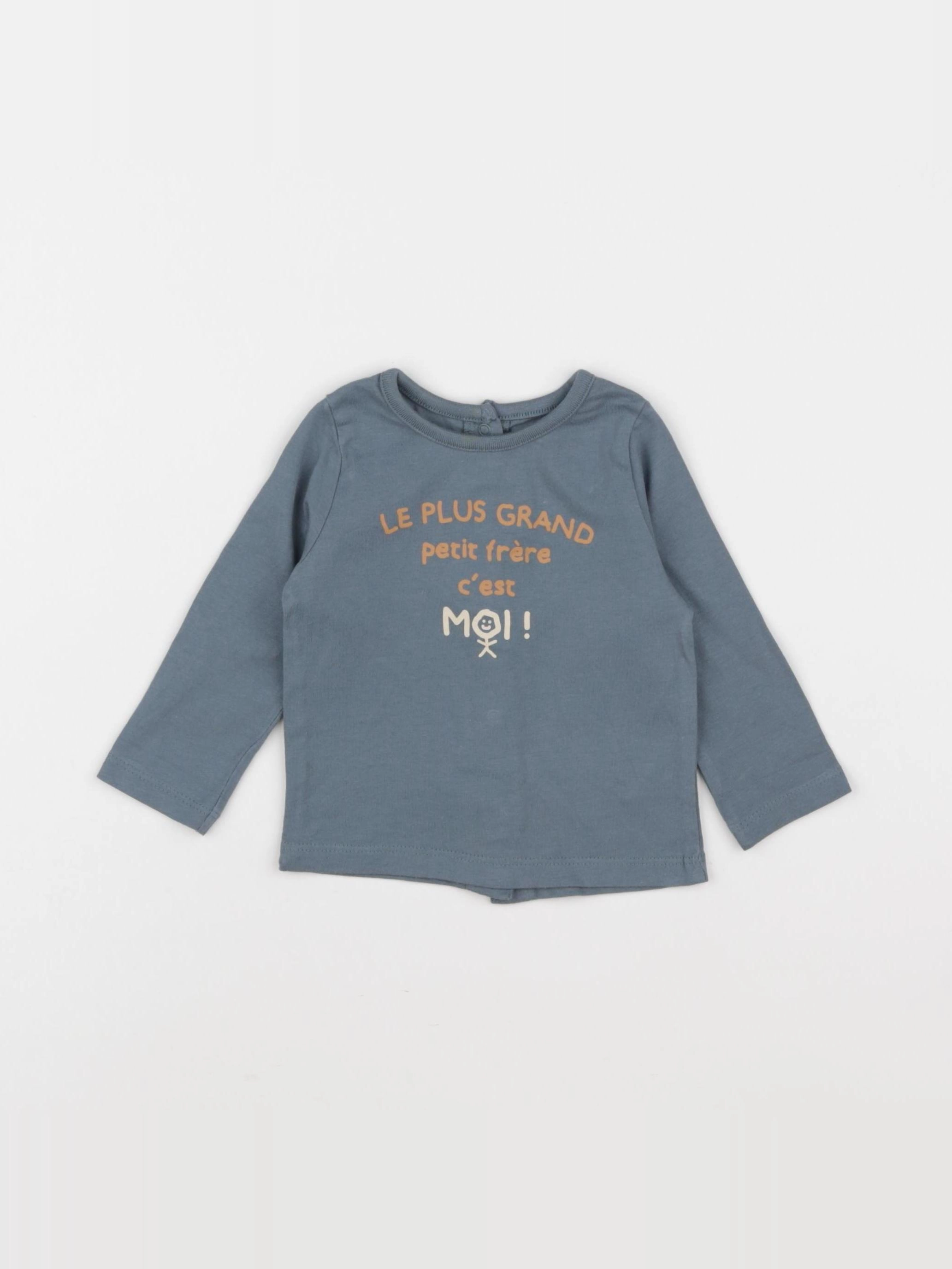 Vertbaudet - tee-shirt bleu - 6 mois