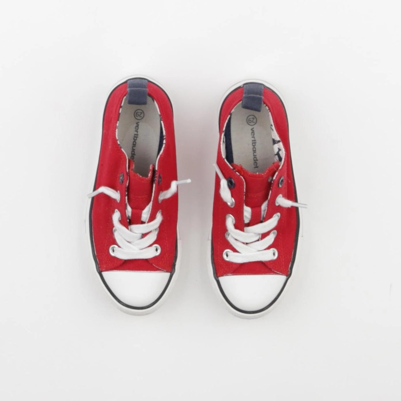 Vertbaudet - tennis à scratch/ lacets rouge - pointure 29