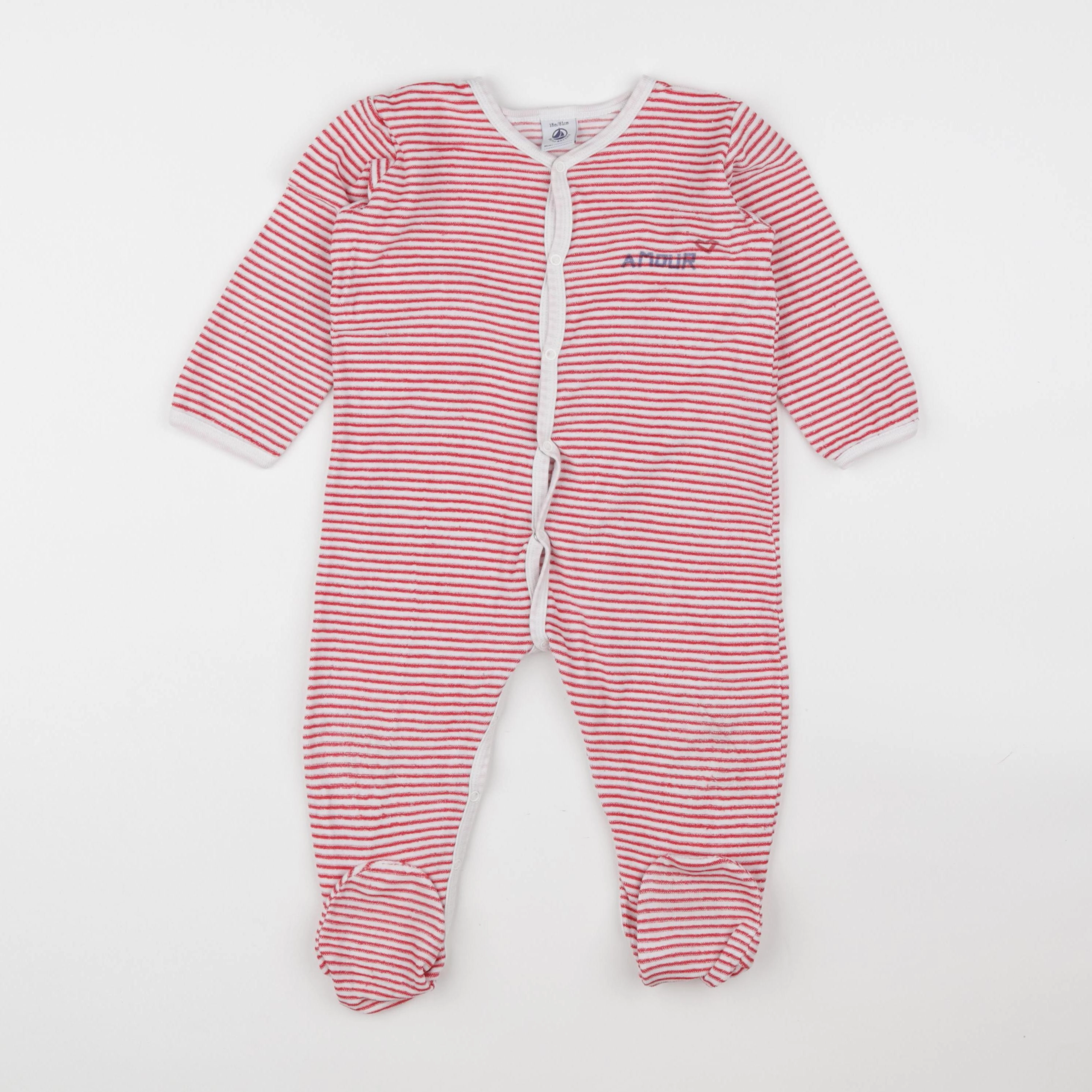 Petit Bateau - pyjama velours rouge - 18 mois