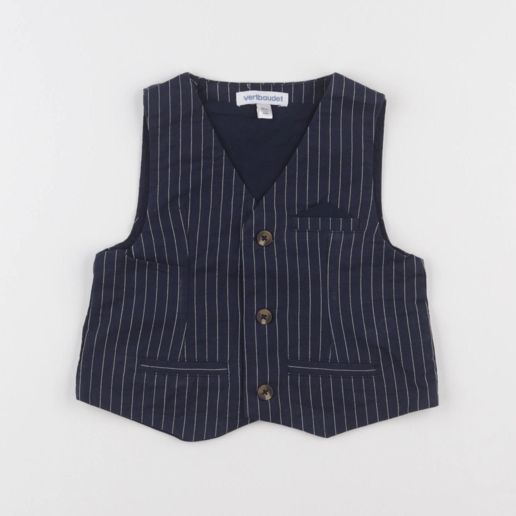 Vertbaudet - gilet bleu, blanc - 24 mois