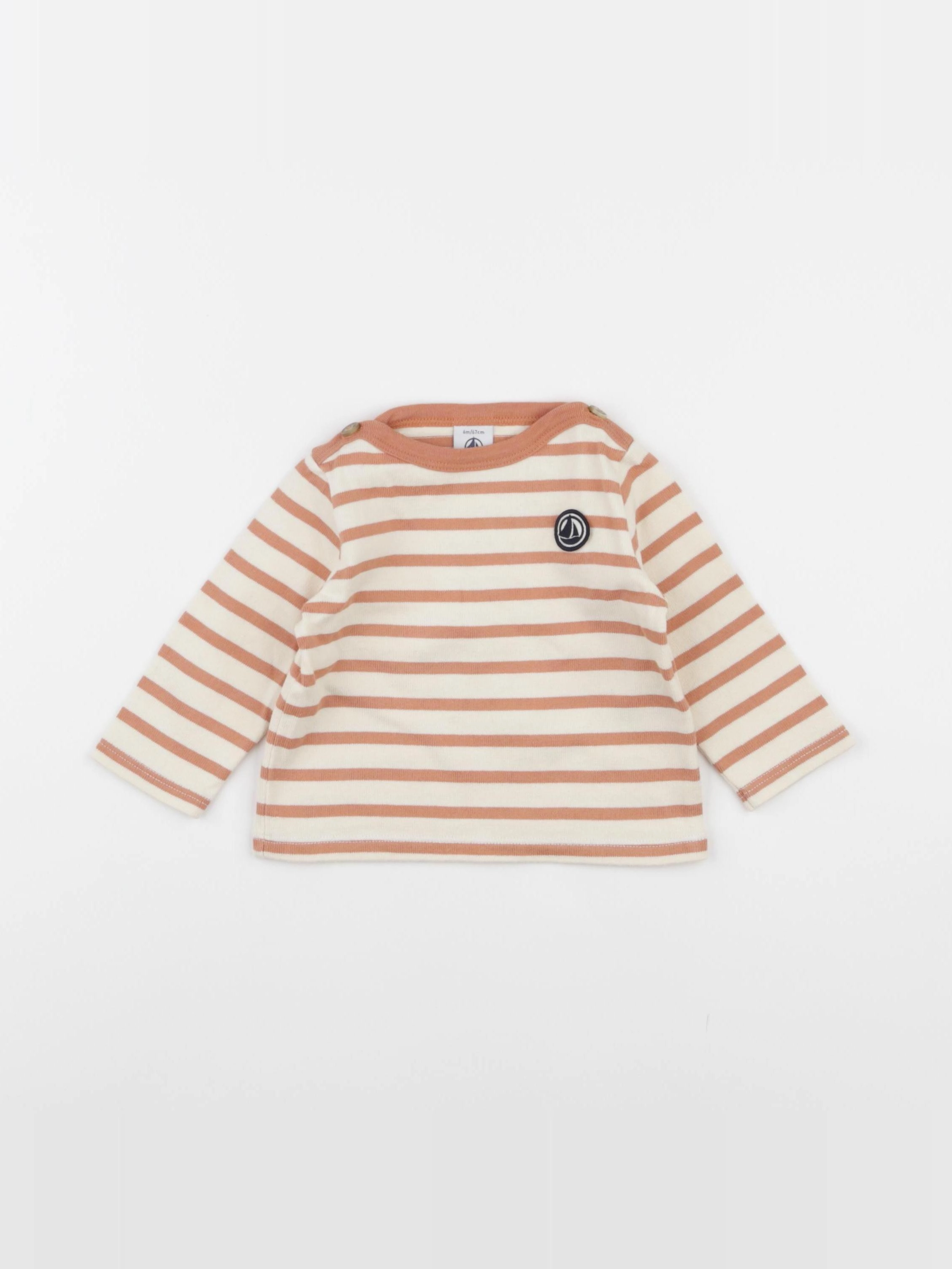 Petit Bateau - tee-shirt marron - 6 mois