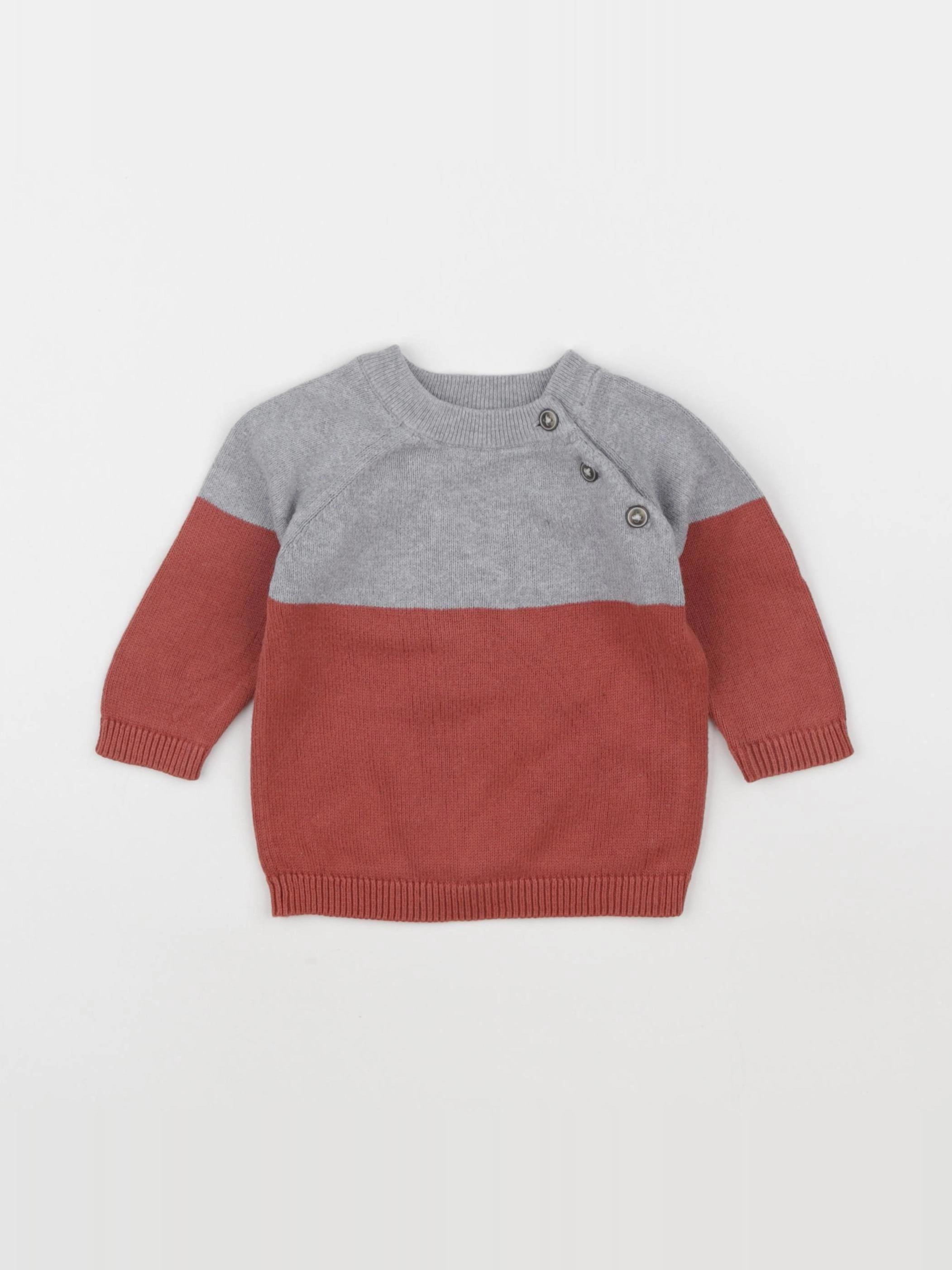 Vertbaudet - pull gris - 9 mois