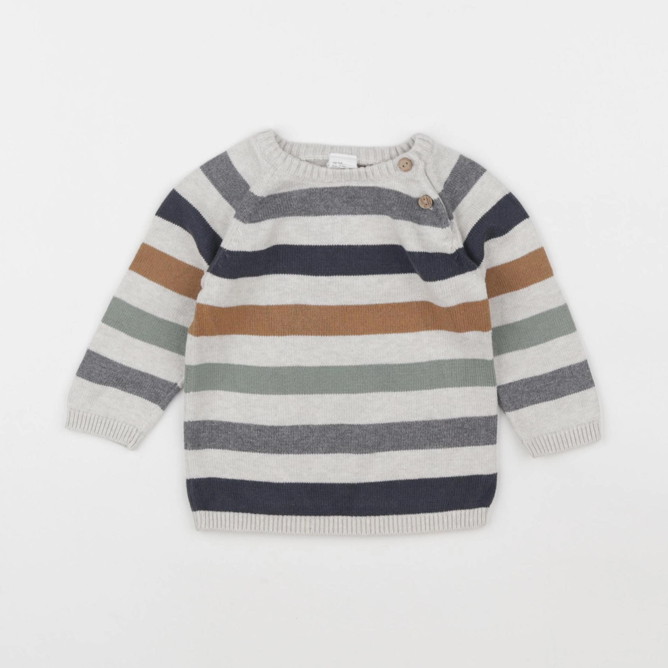 H&M - pull gris - 6/9 mois