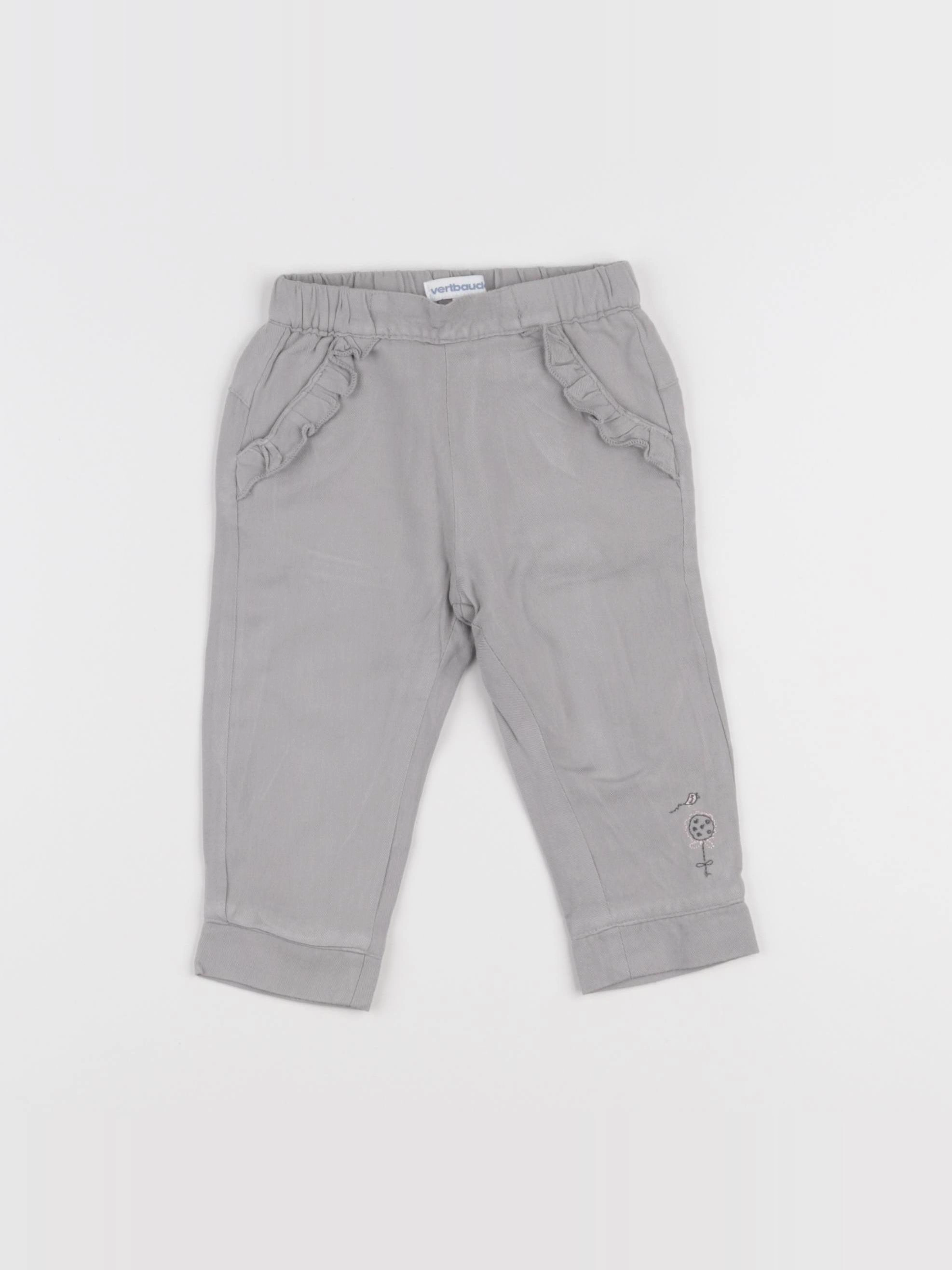 Vertbaudet - pantalon gris - 9 mois