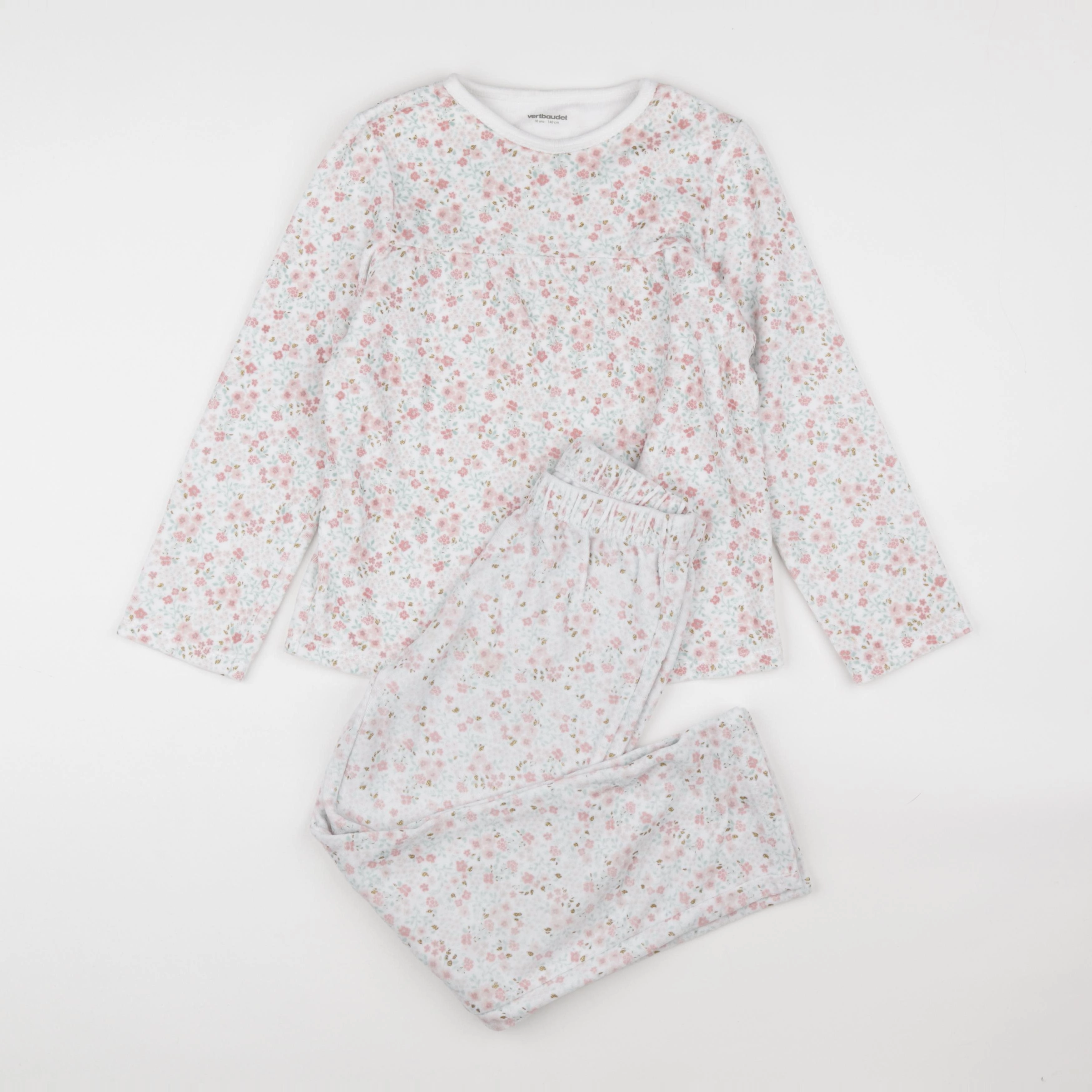 Vertbaudet - pyjama velours multicolore - 10 ans