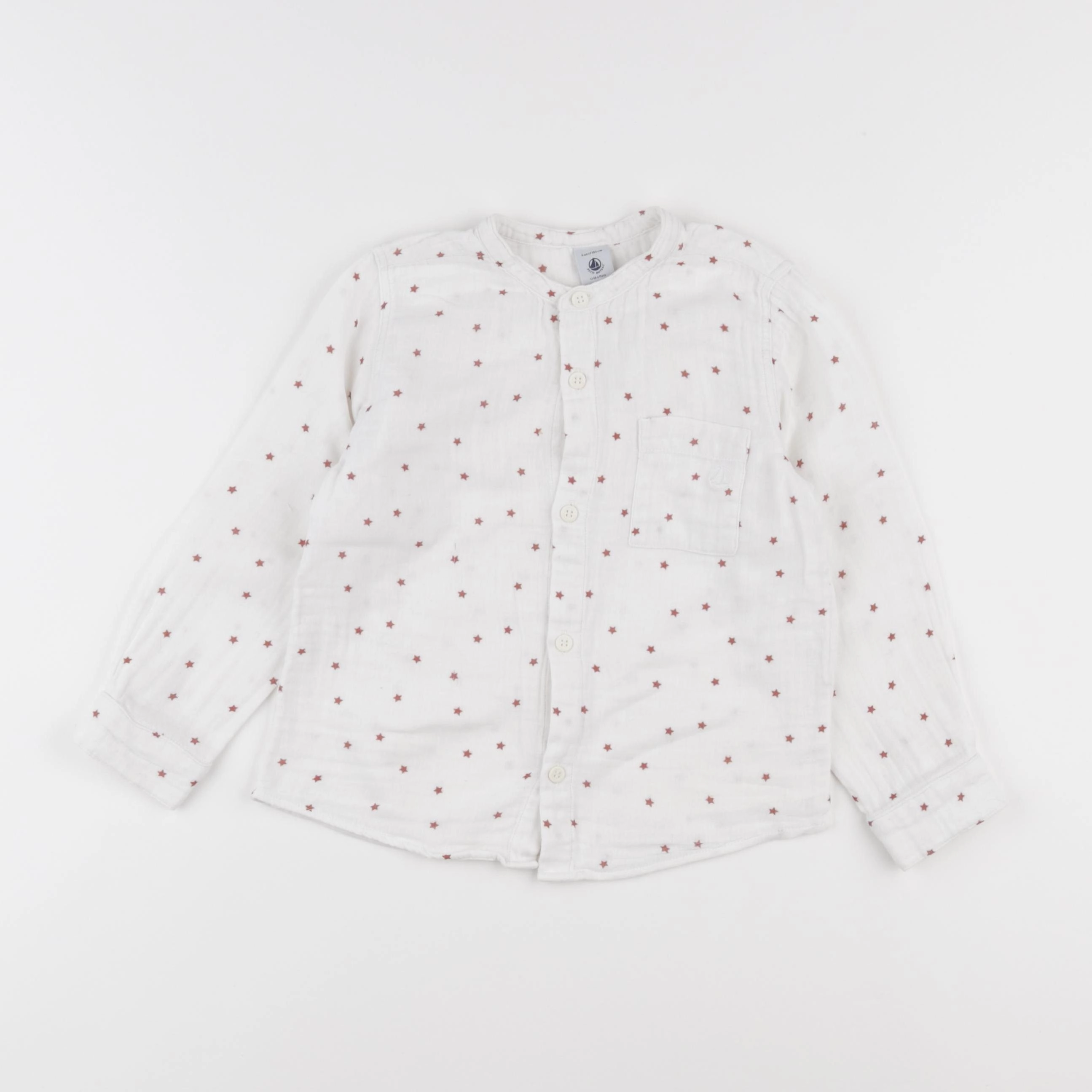 Petit Bateau - chemise blanc, rouge - 4 ans