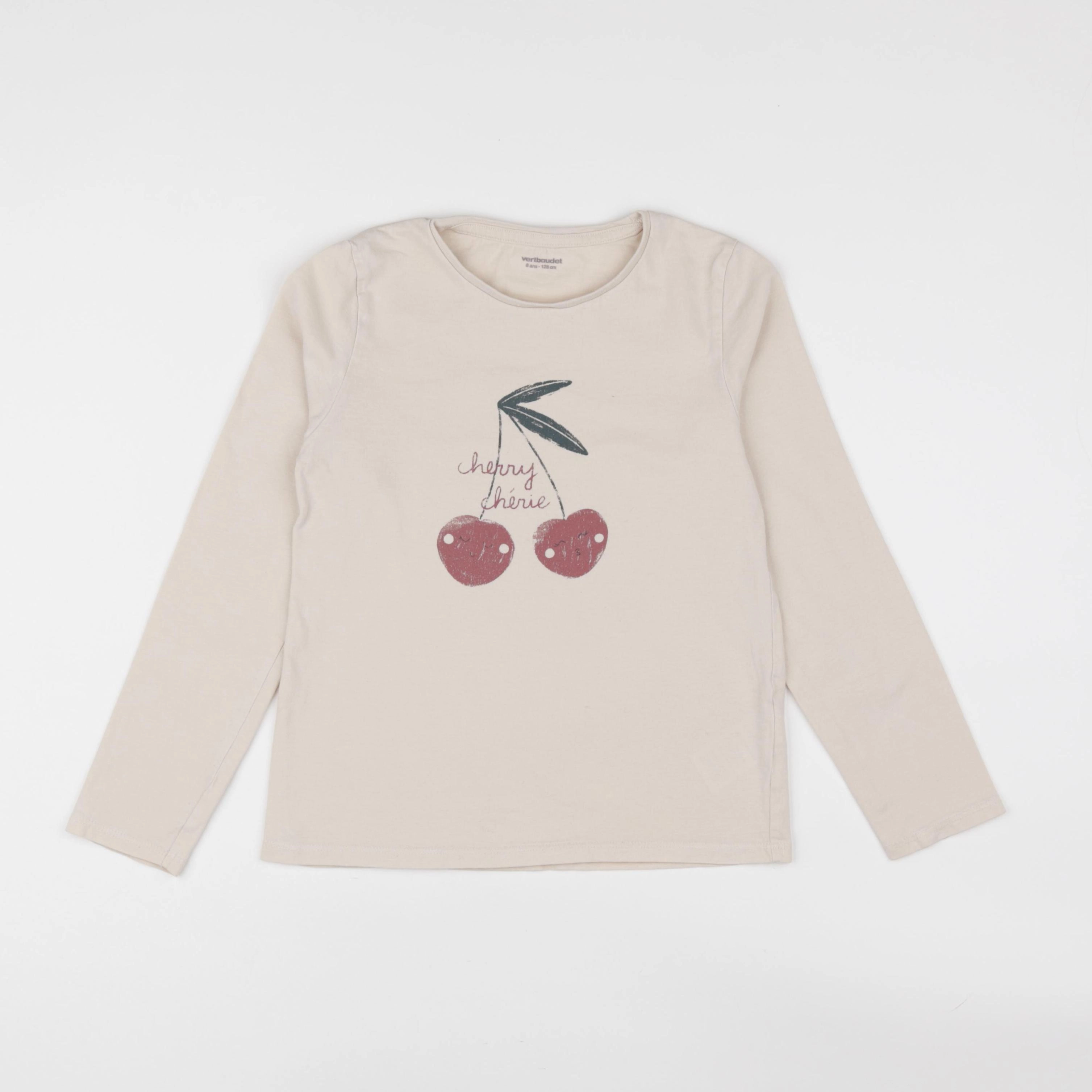 Vertbaudet - tee-shirt beige - 8 ans