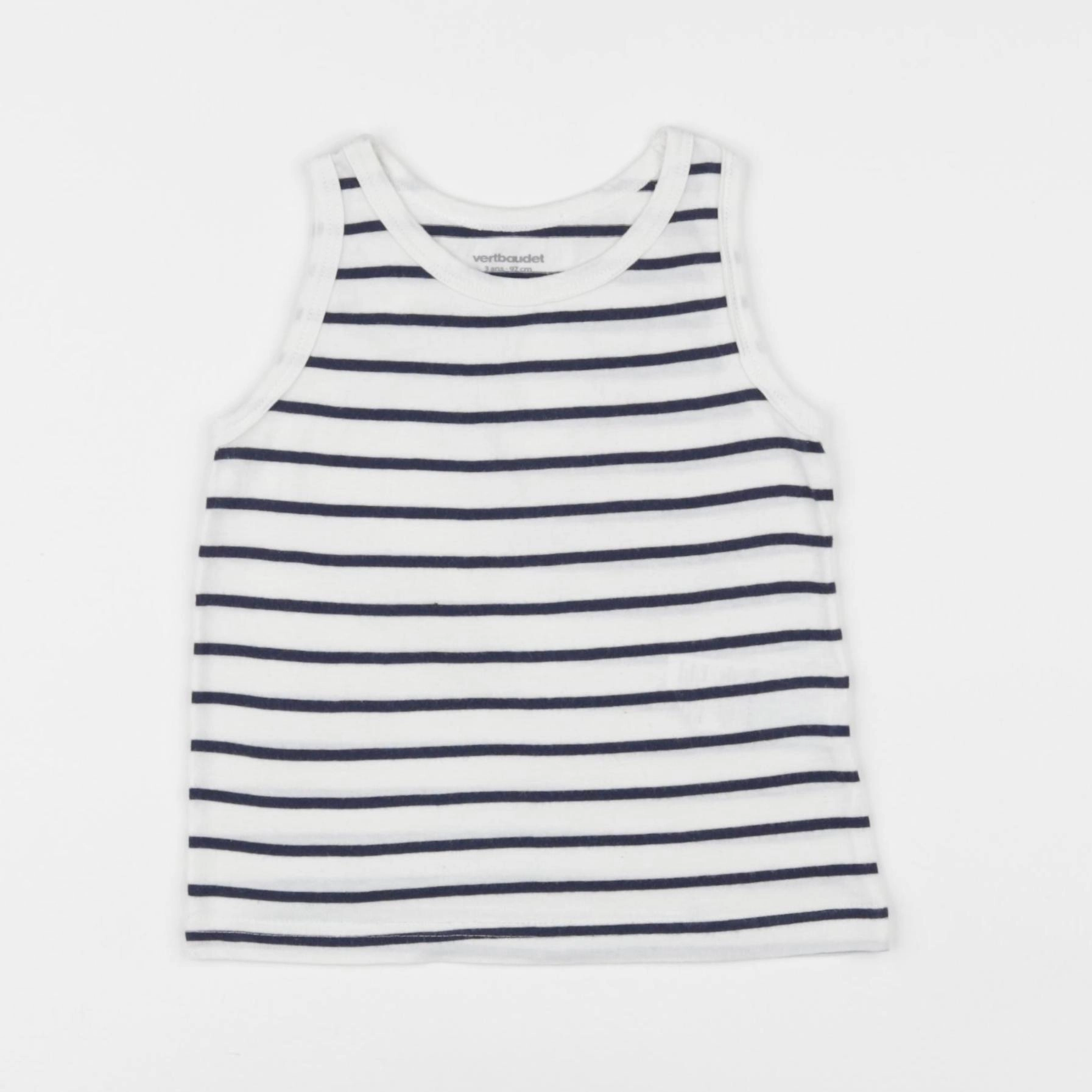 Vertbaudet - maillot de corps blanc, bleu - 3 ans
