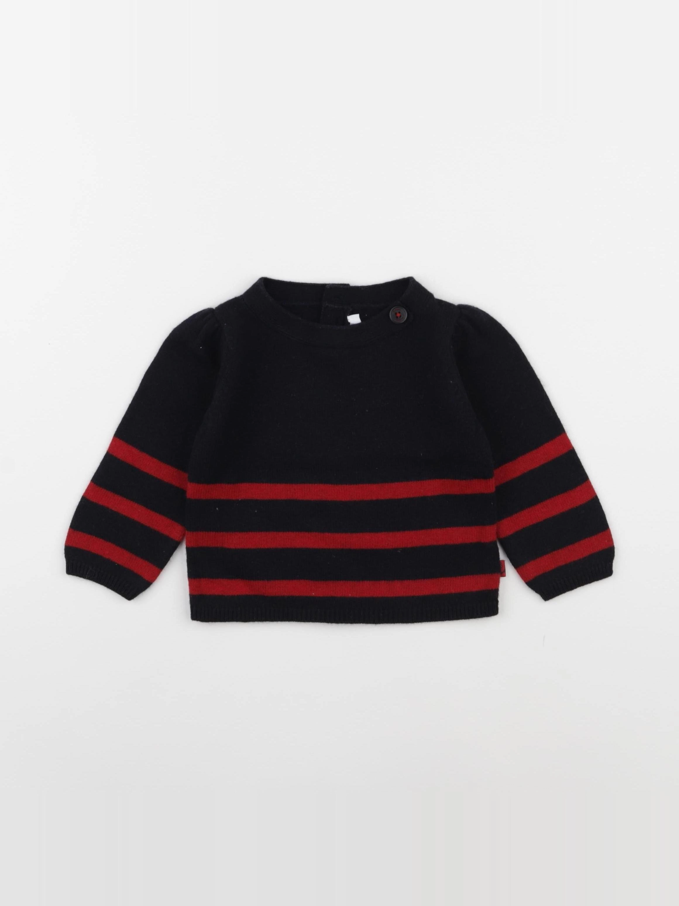Jacadi - pull bleu, rouge - 12 mois