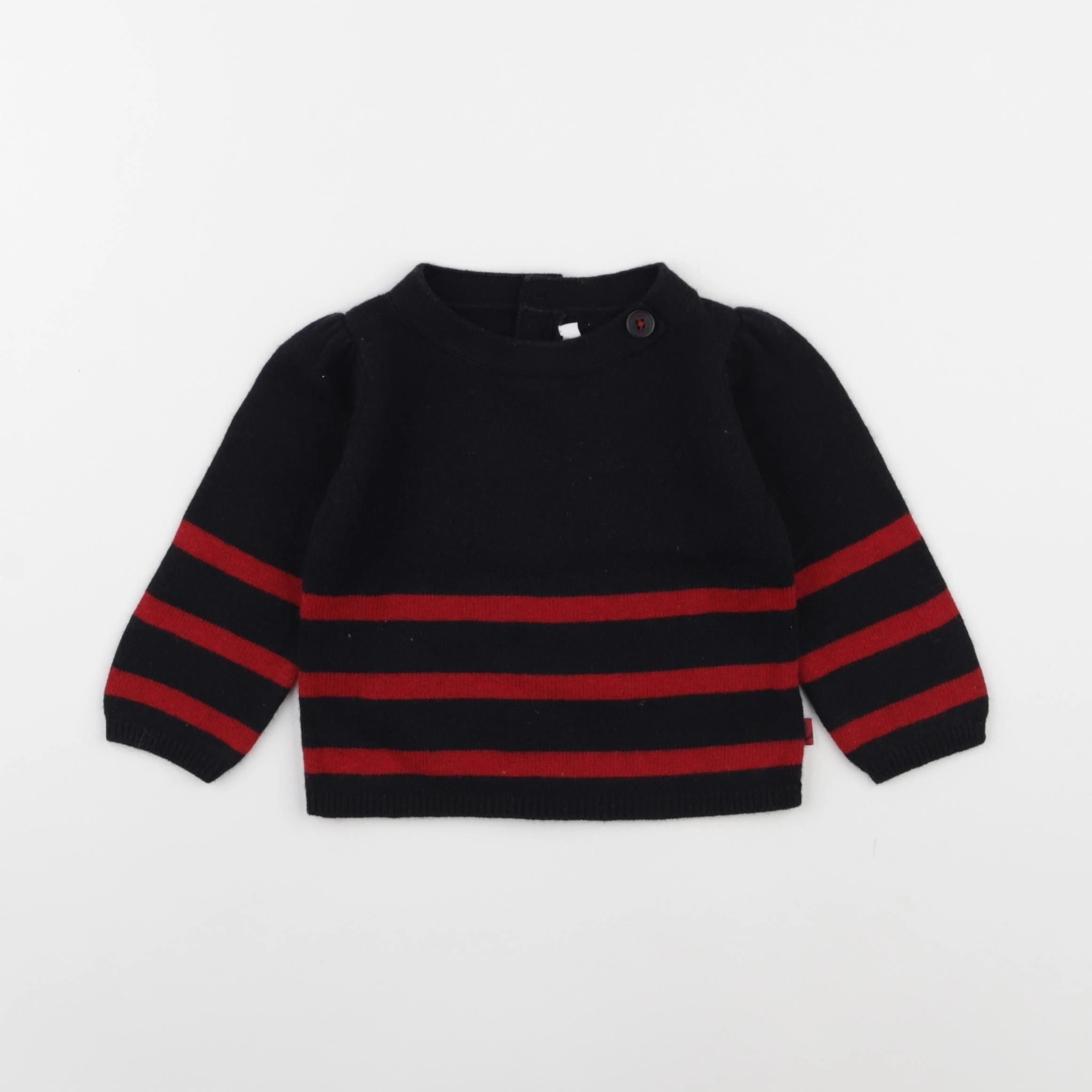 Jacadi - pull bleu, rouge - 12 mois