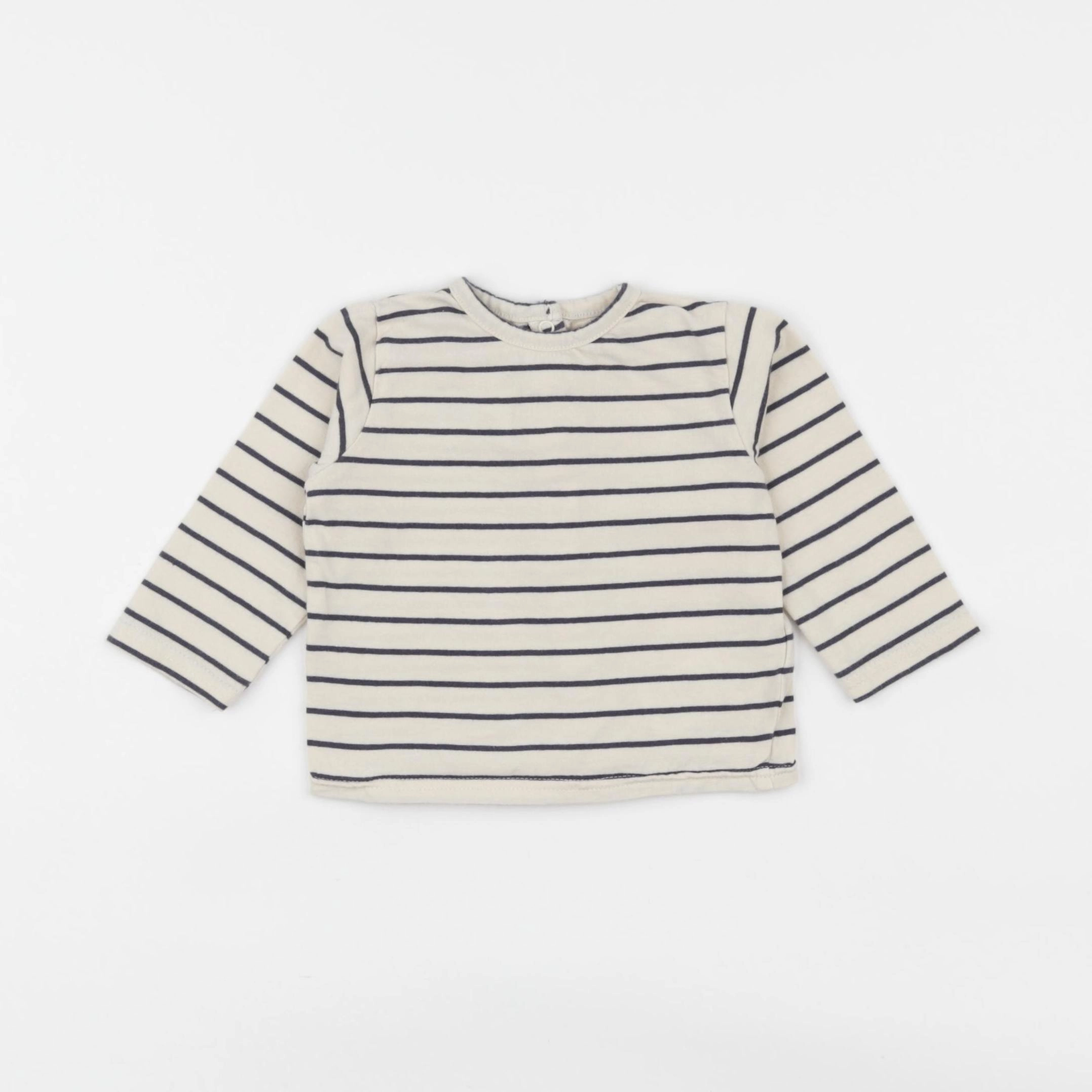 Vertbaudet - tee-shirt beige, bleu - 6 mois
