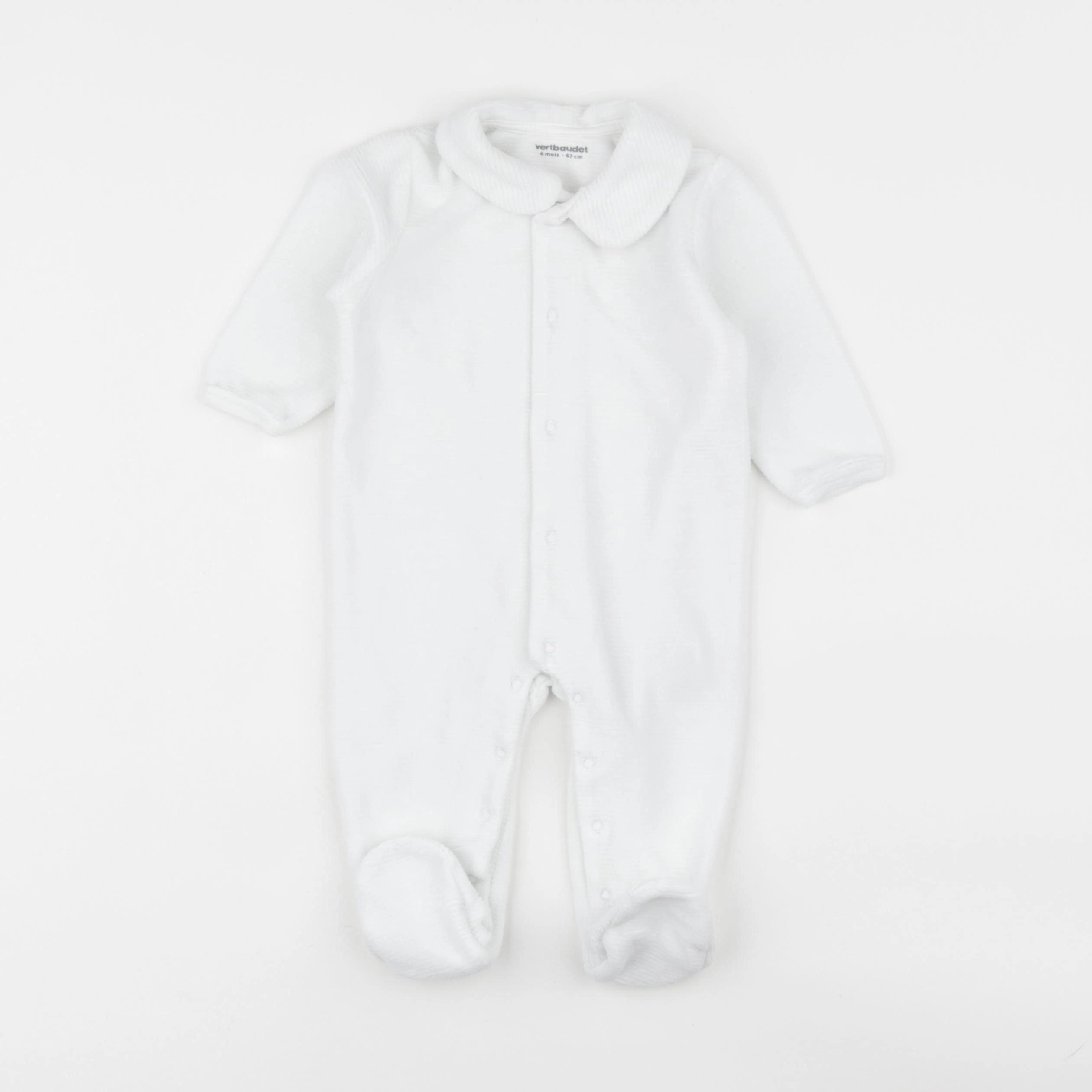 Vertbaudet - pyjama velours blanc - 6 mois