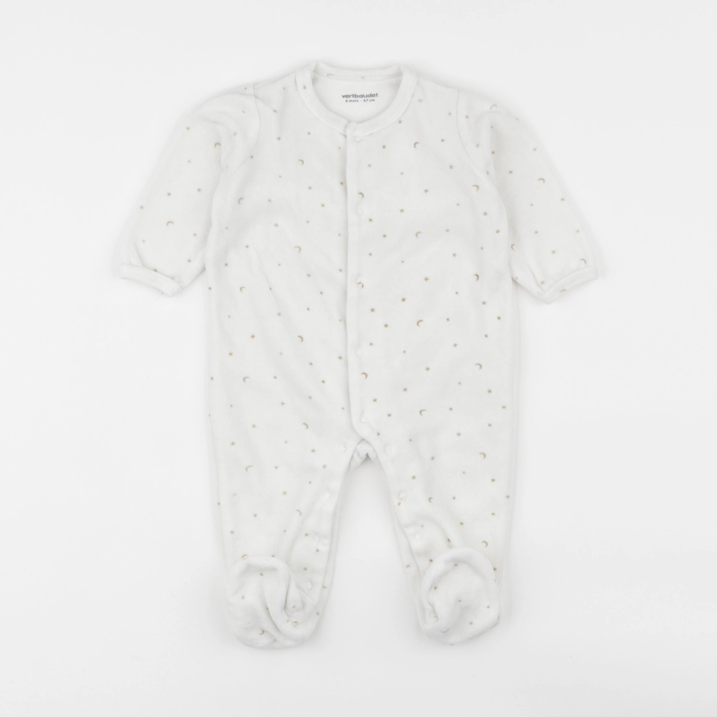 Vertbaudet - pyjama velours beige - 6 mois