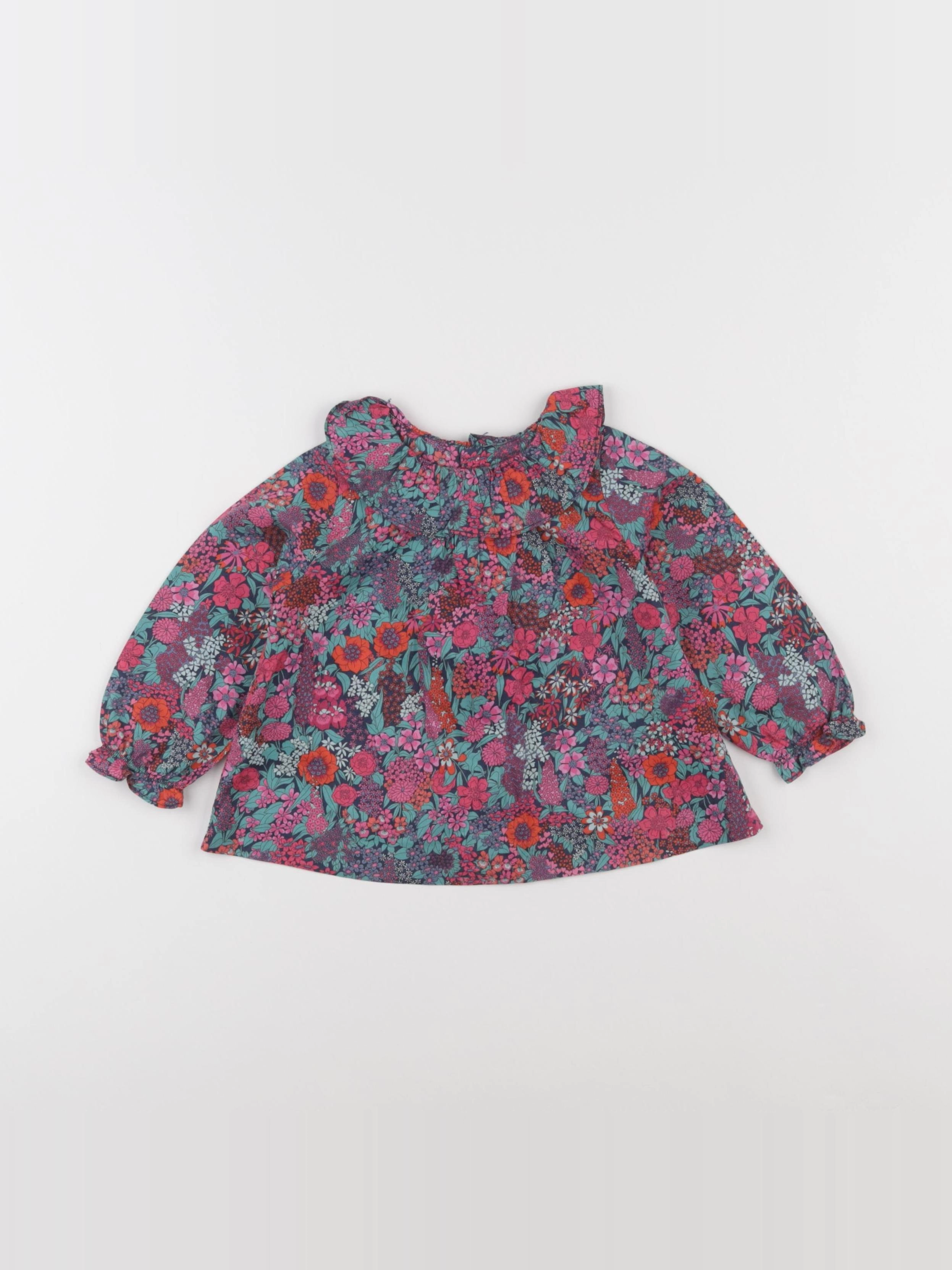 Jacadi - blouse liberty vert, rose - 18 mois