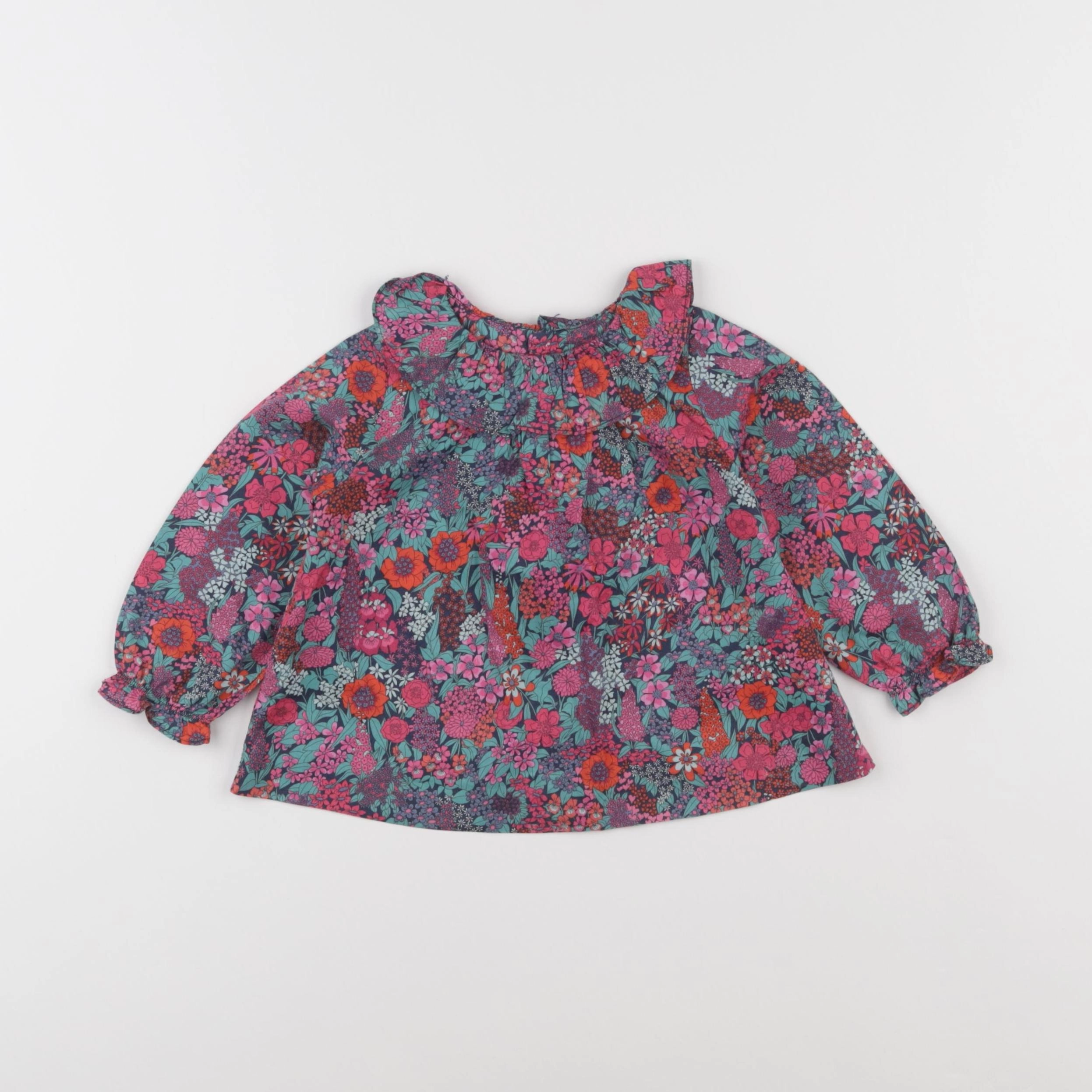 Jacadi - blouse liberty vert, rose - 18 mois