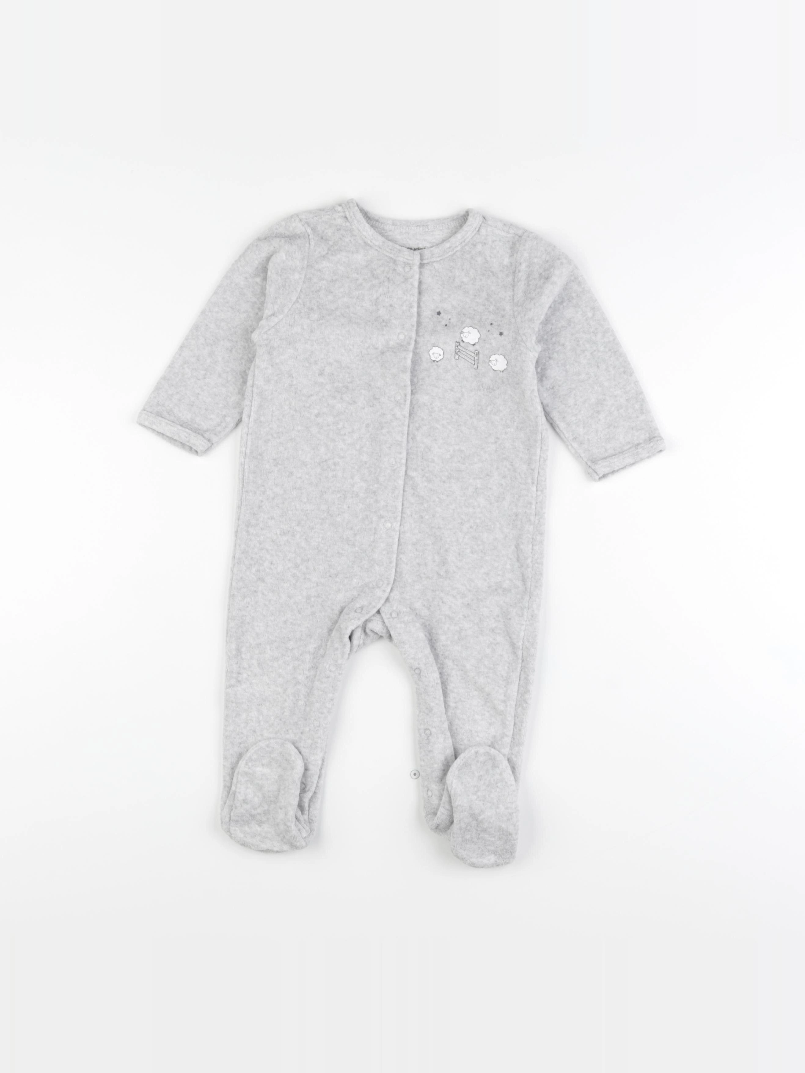 Vertbaudet - pyjama velours gris - 9 mois
