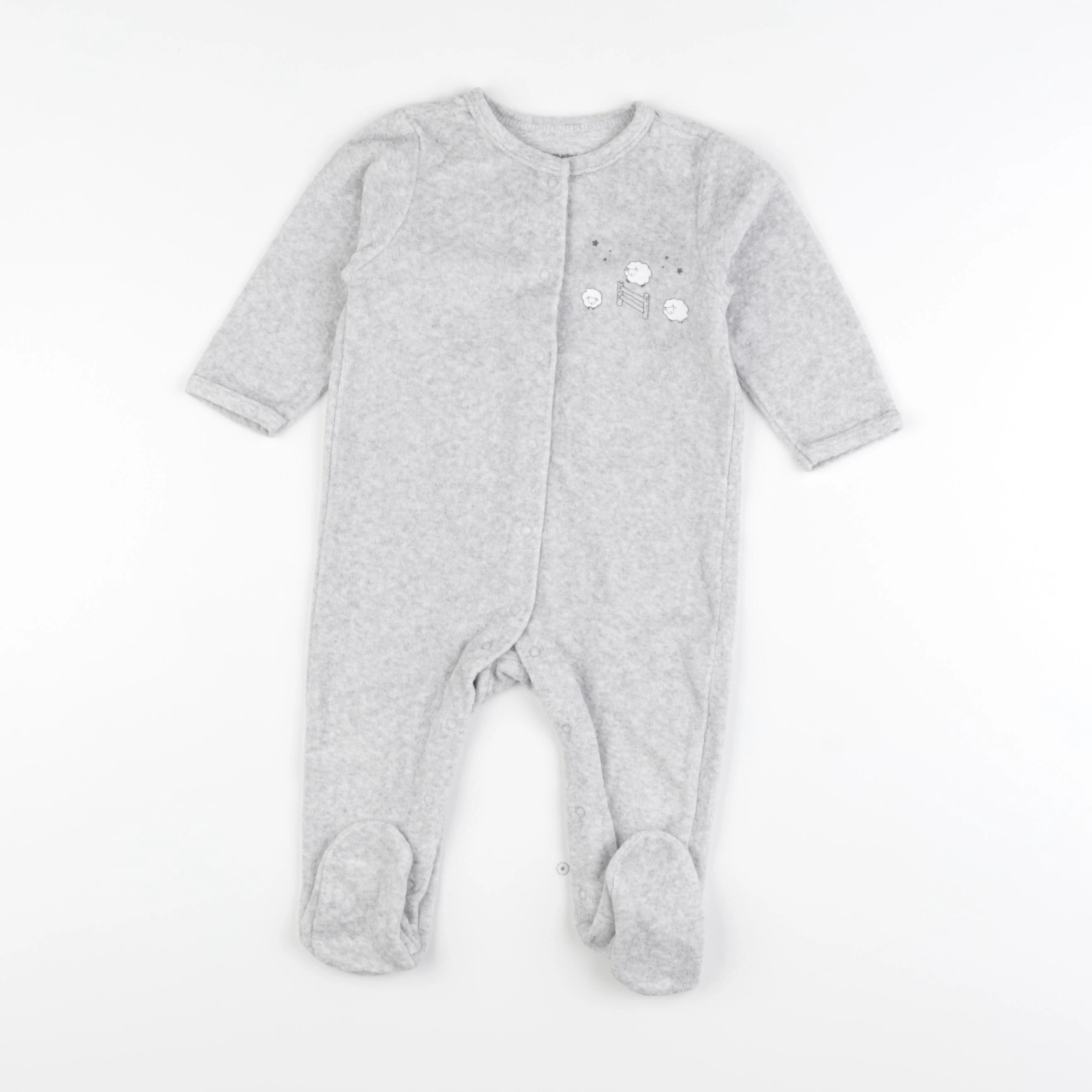 Vertbaudet - pyjama velours gris - 9 mois