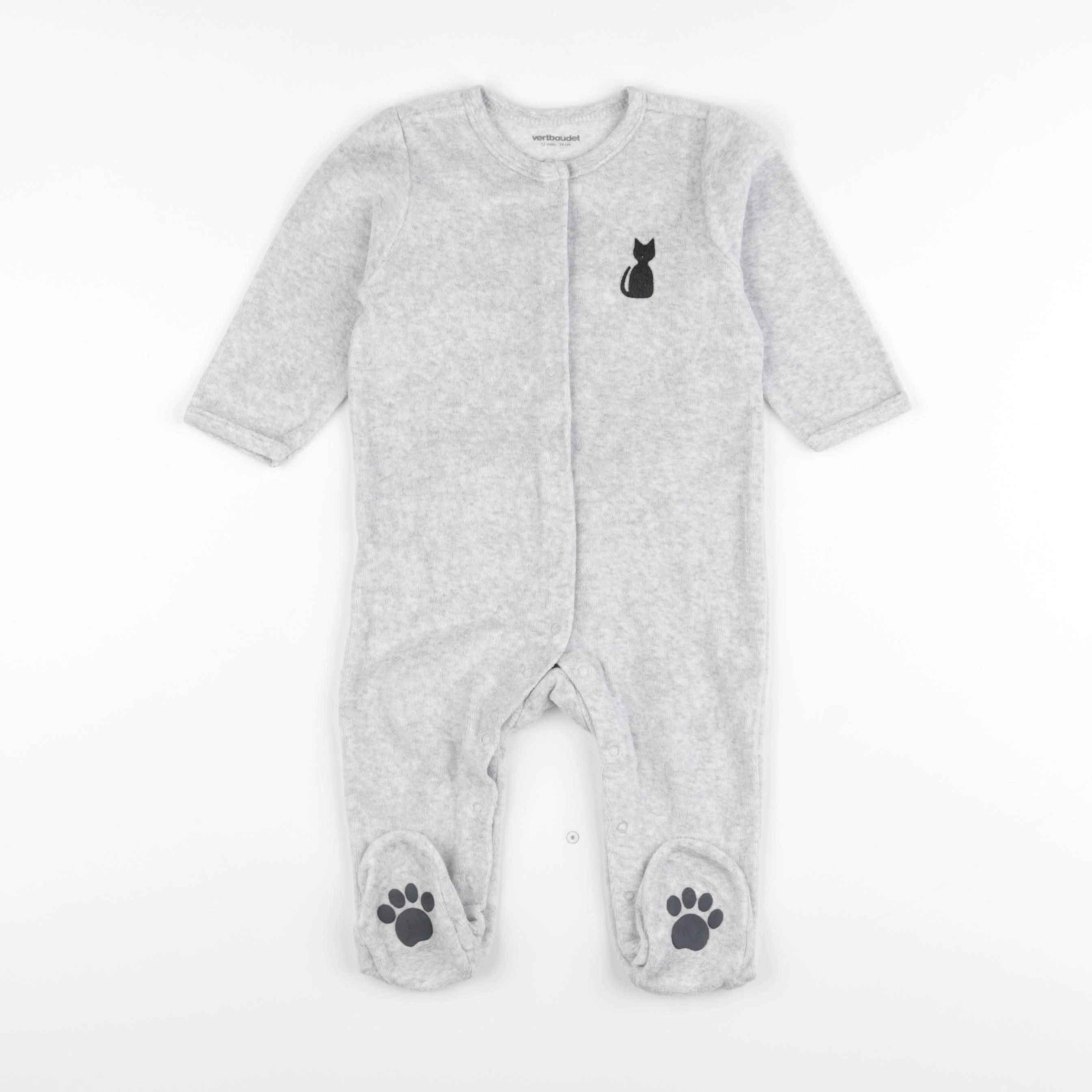 Vertbaudet - pyjama velours gris - 12 mois