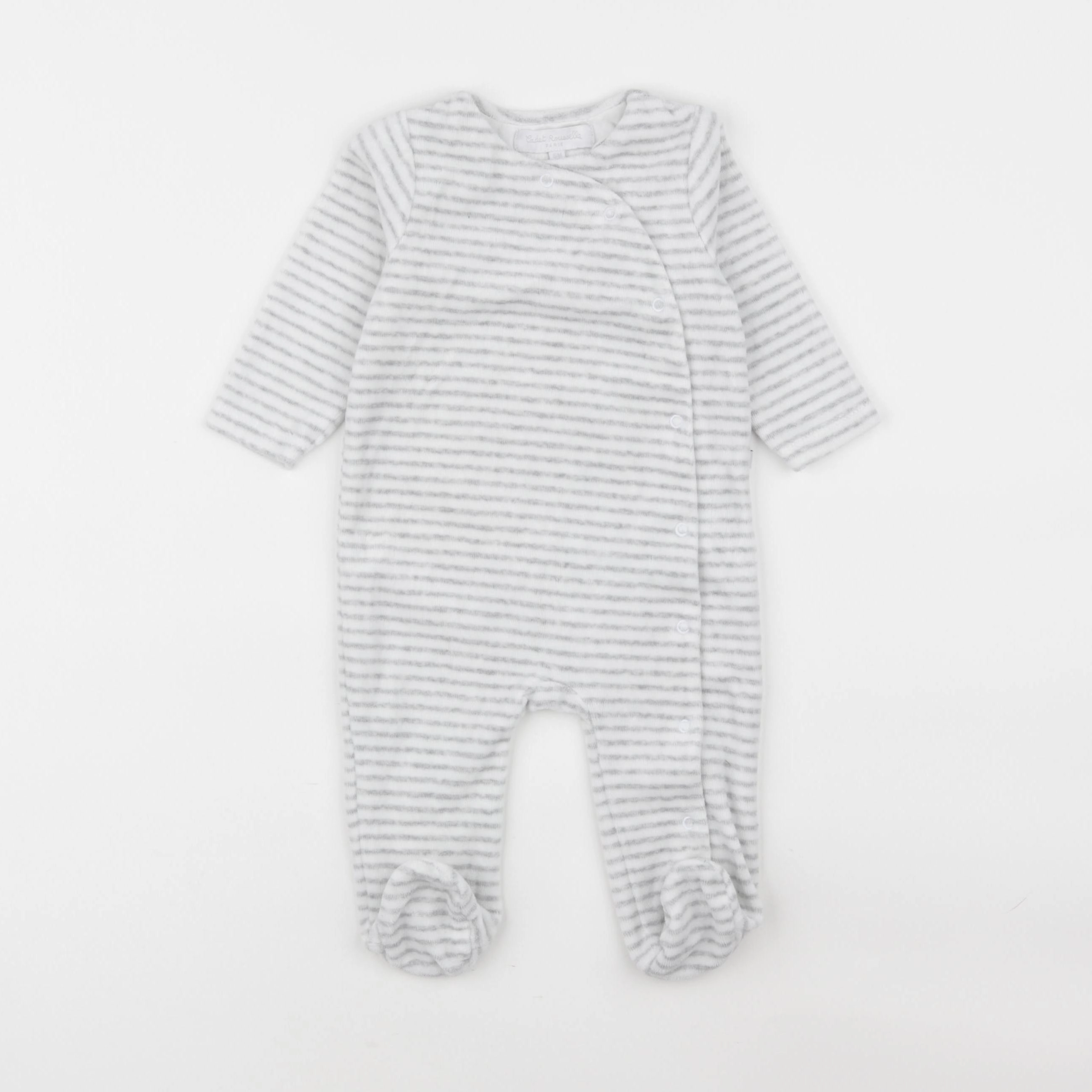 Cadet Rousselle - pyjama velours blanc, gris - 6 mois