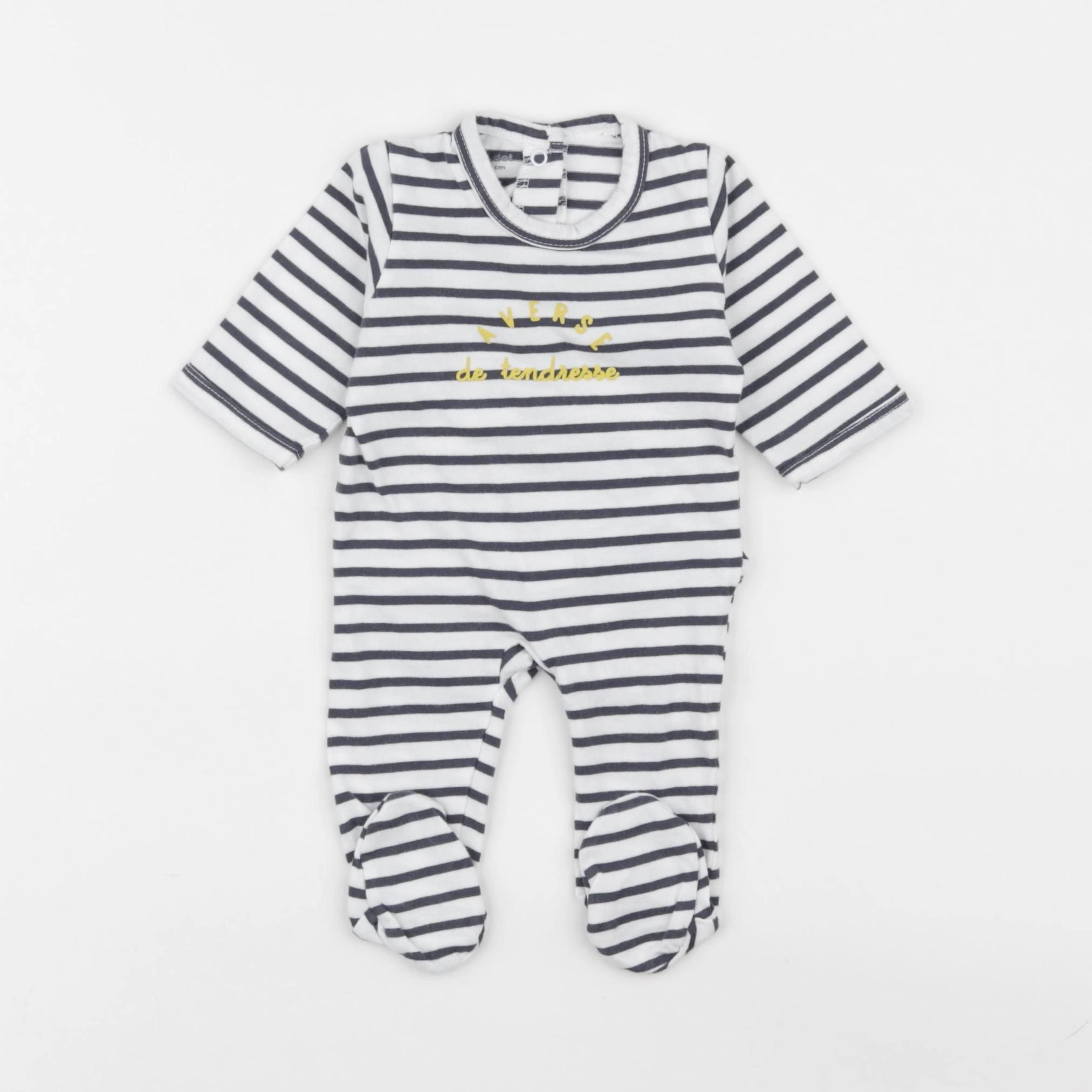 Vertbaudet - pyjama coton blanc, bleu - 1 mois