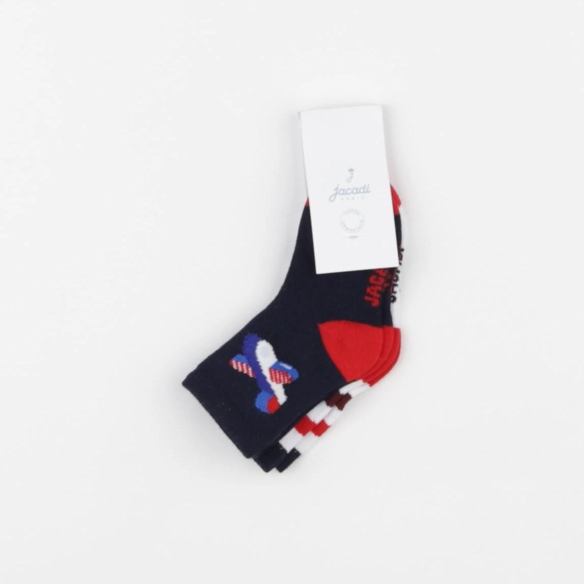 Jacadi - lot de 2 chaussettes bleu, rouge - 12 mois