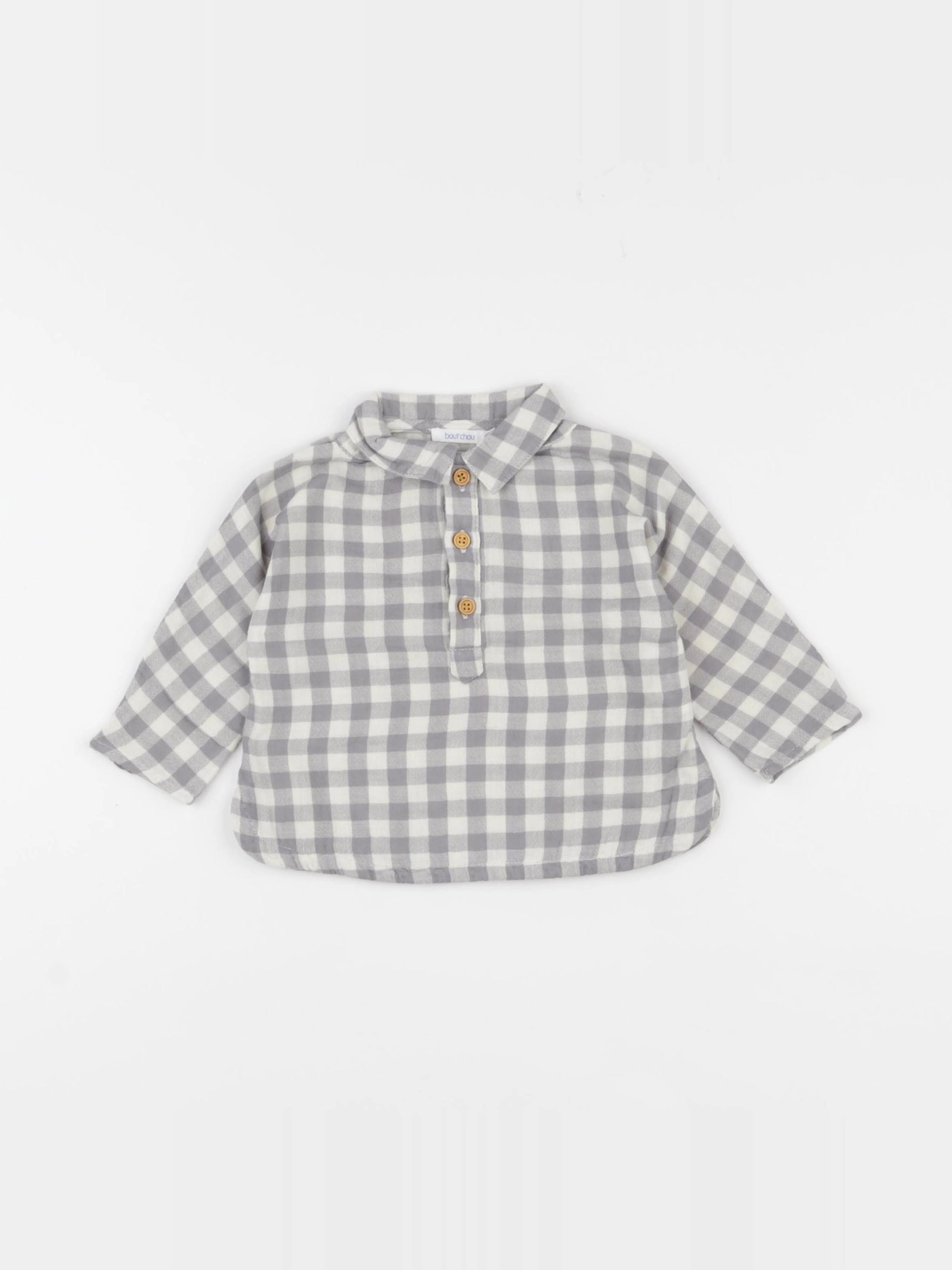 Boutchou - chemise blanc, gris - 6 mois