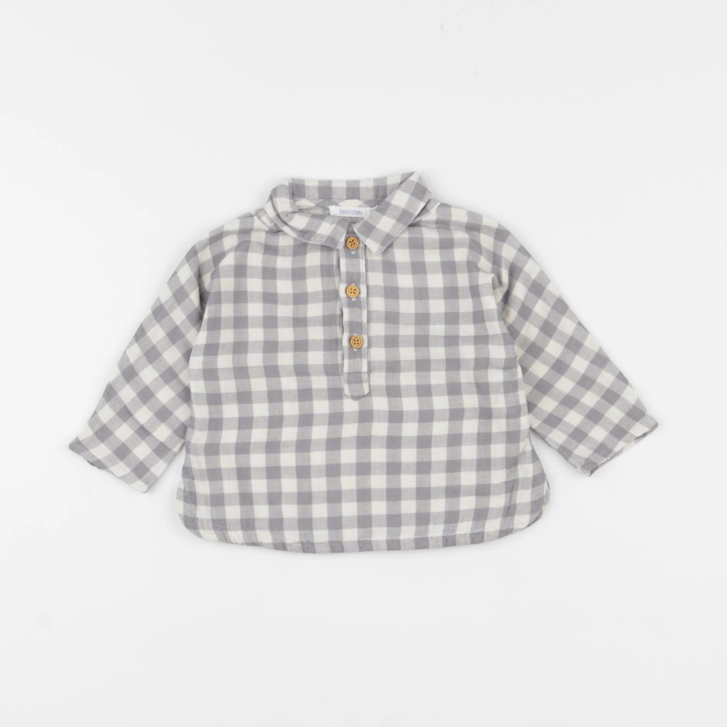 Boutchou - chemise blanc, gris - 6 mois
