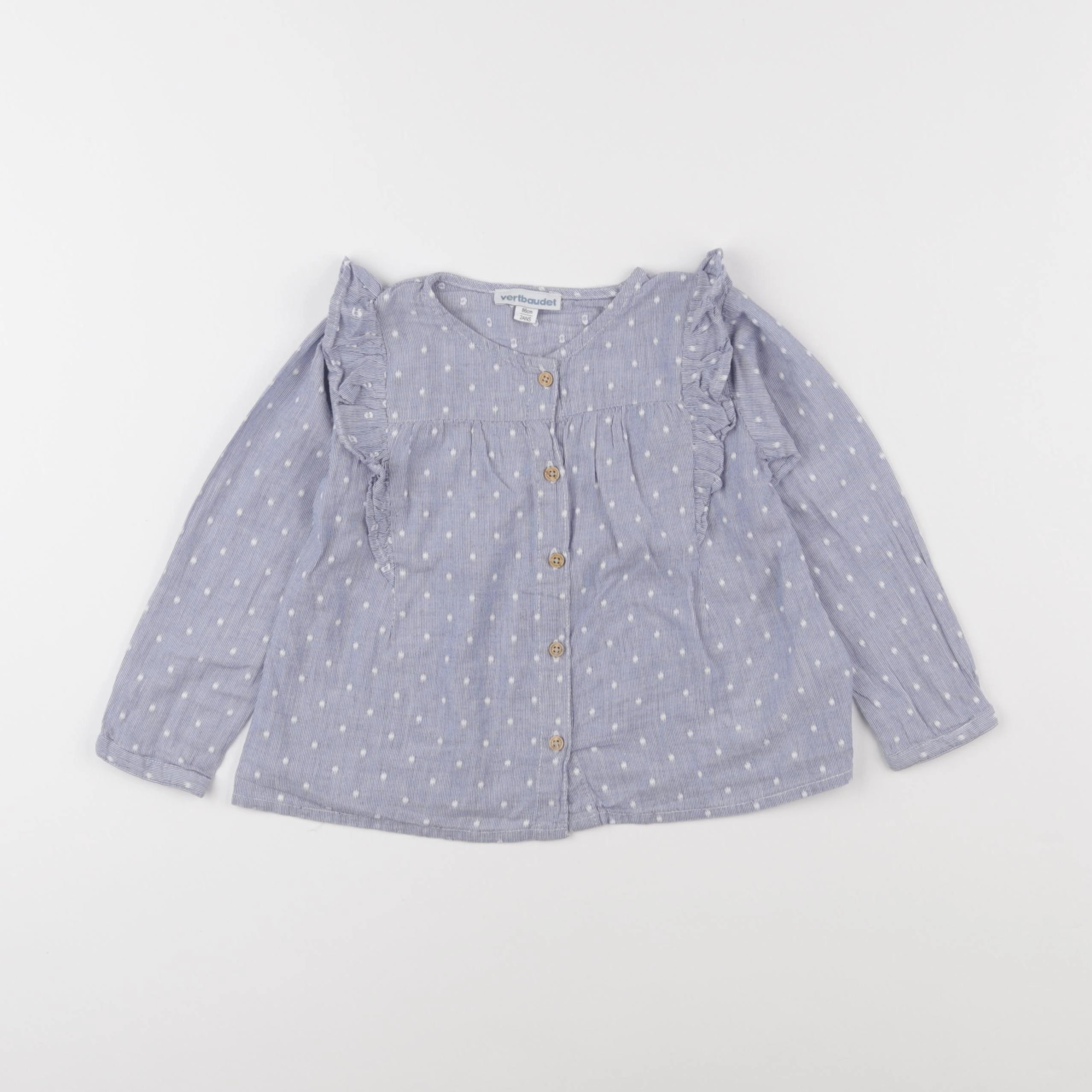 Vertbaudet - blouse blanc, bleu - 2 ans