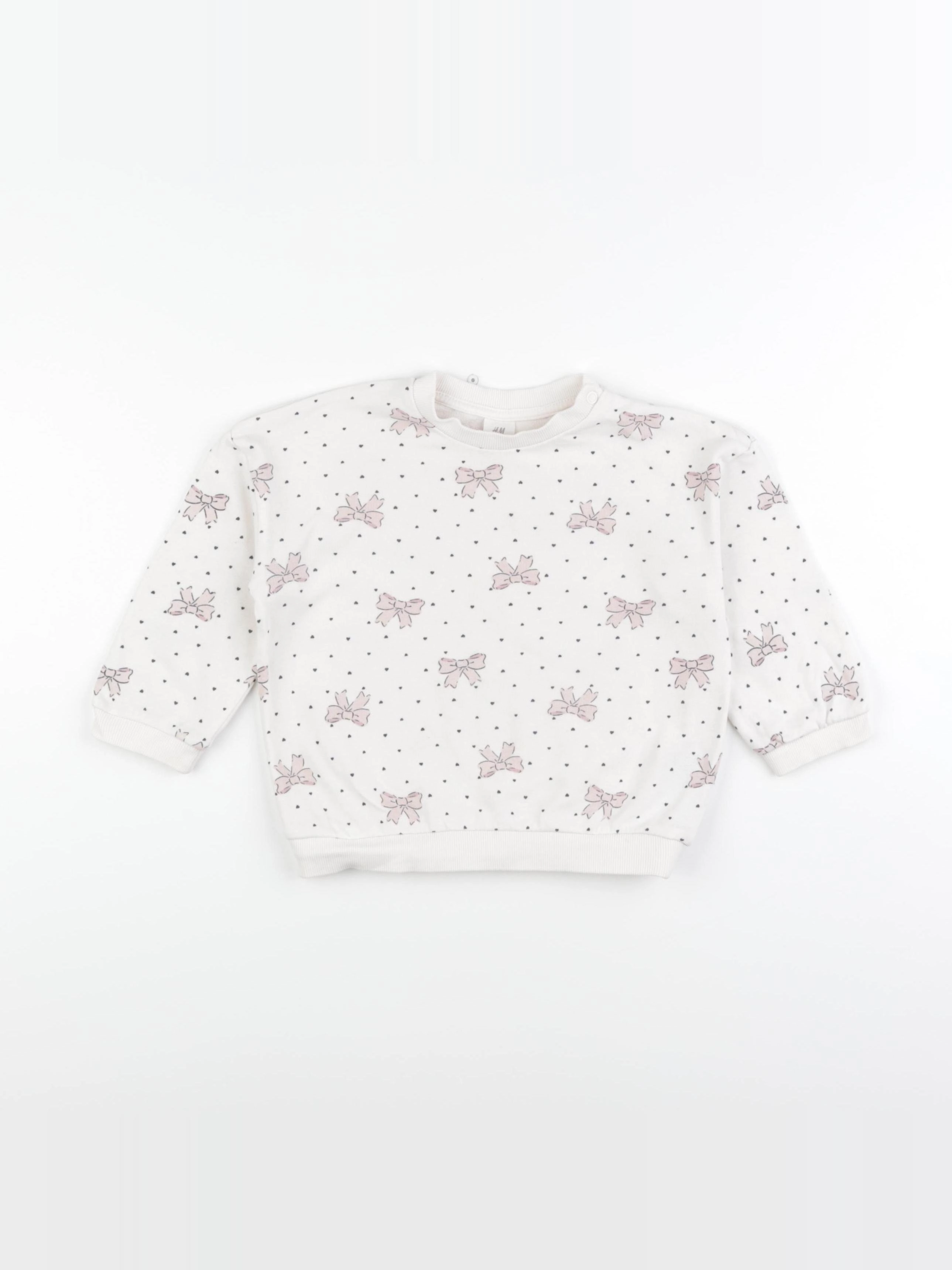 H&M - sweat beige, rose - 18/24 mois
