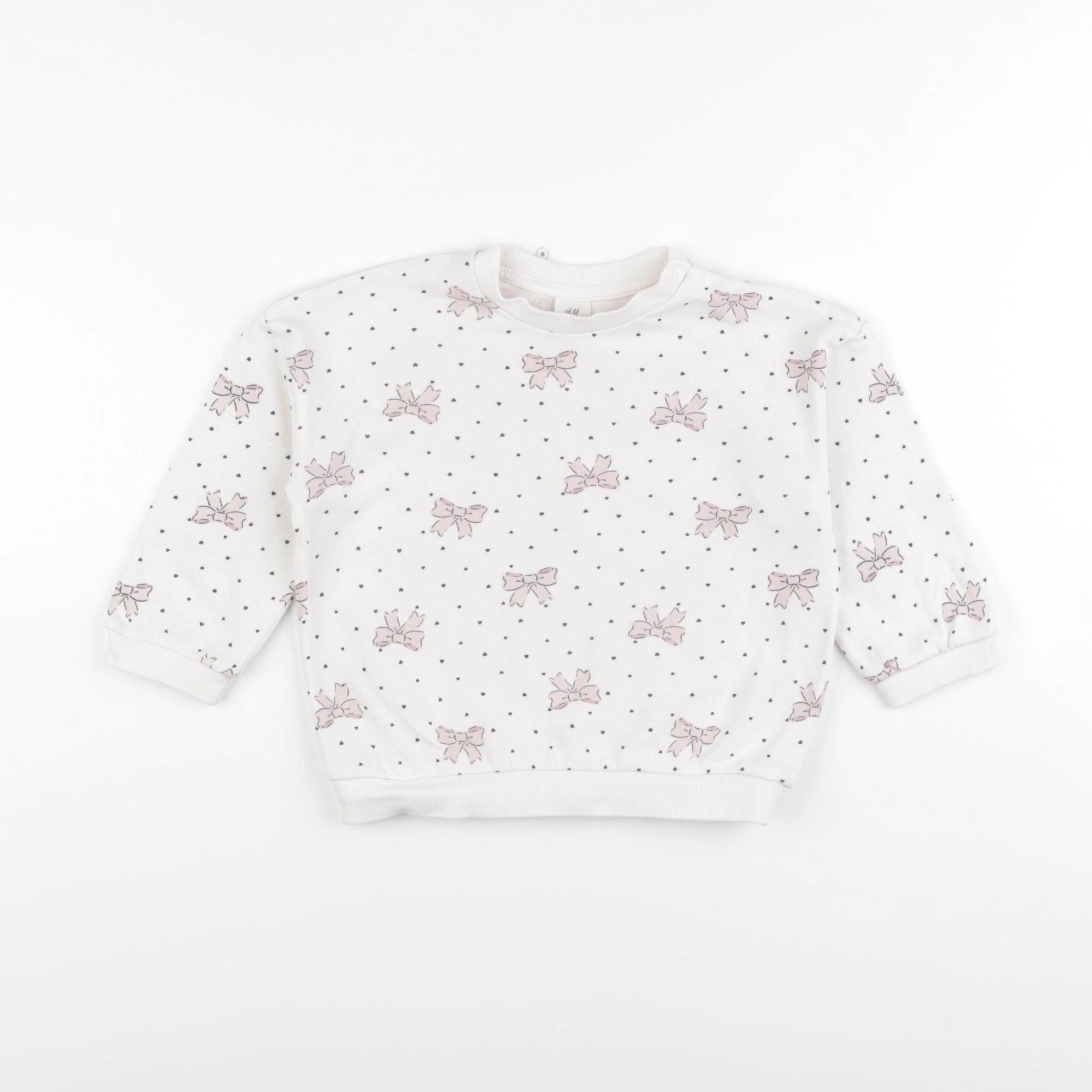H&M - sweat beige, rose - 18/24 mois