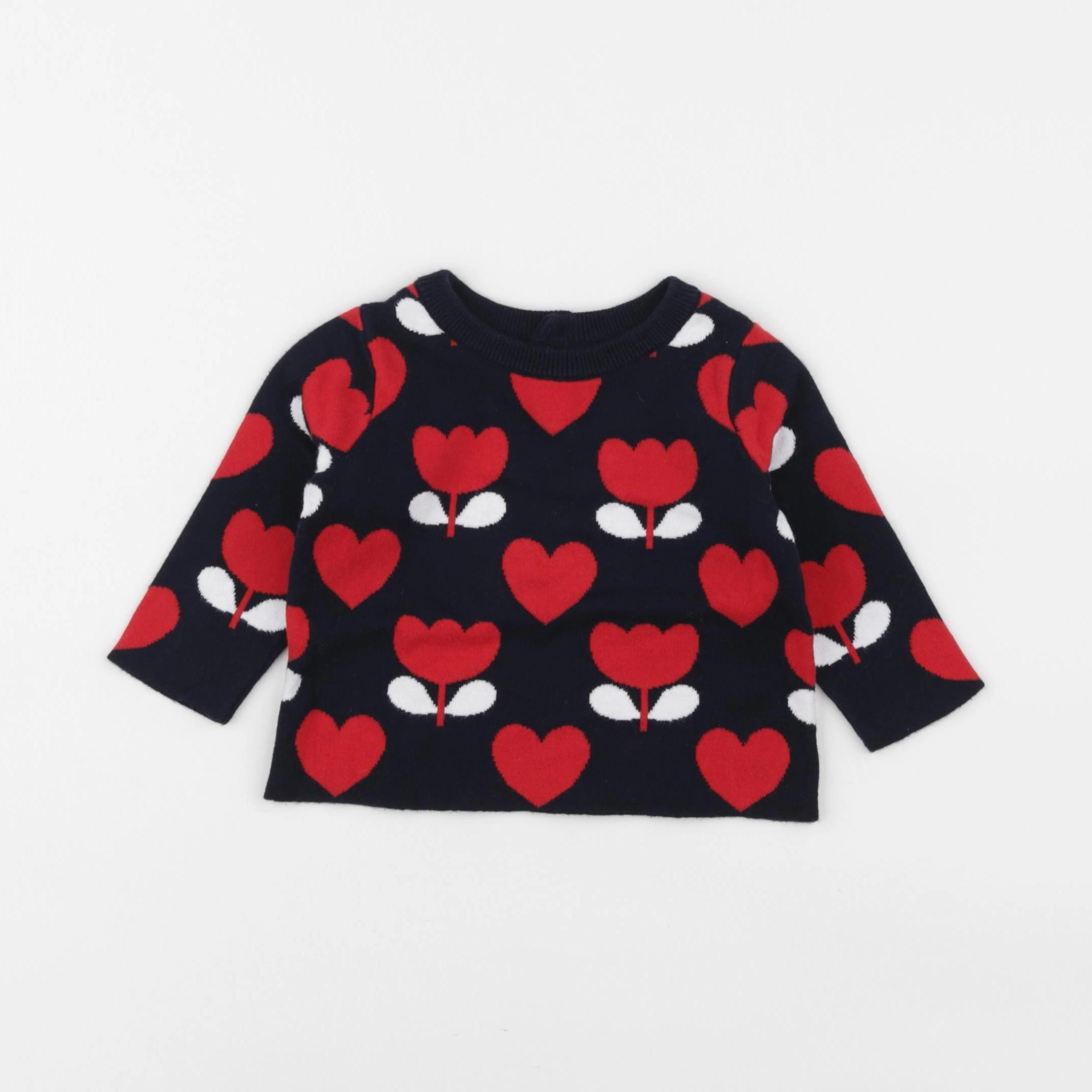 Jacadi - pull bleu, rouge - 6 mois