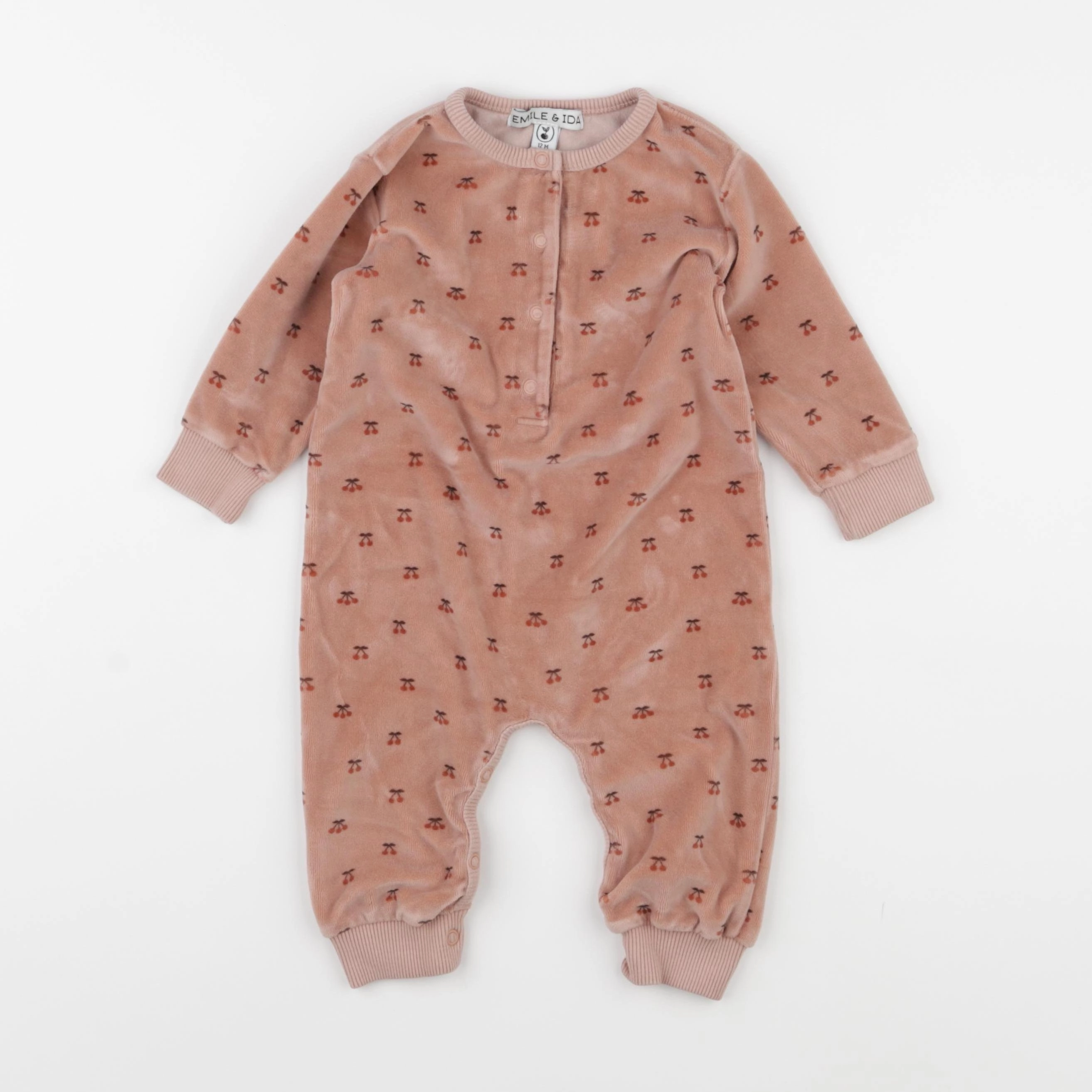 Emile et Ida - pyjama velours rose - 12 mois