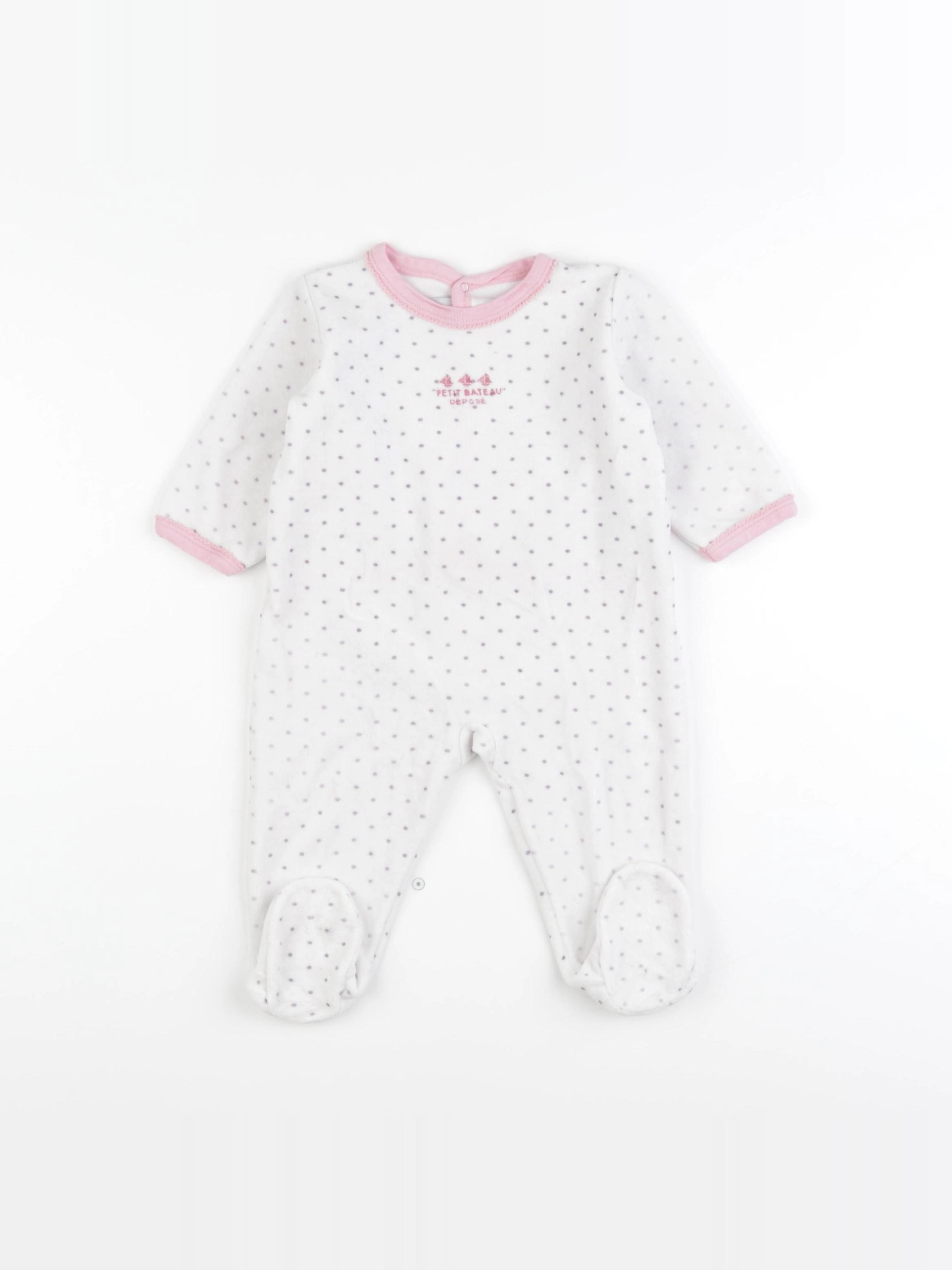 Petit Bateau - pyjama velours blanc - 9 mois