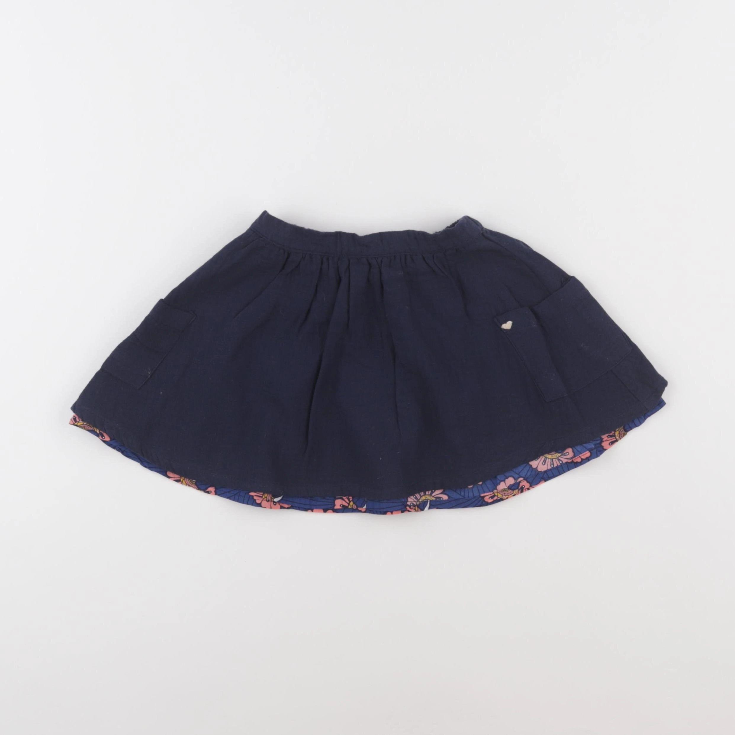 Vertbaudet - jupe réversible bleu, rose - 3 ans