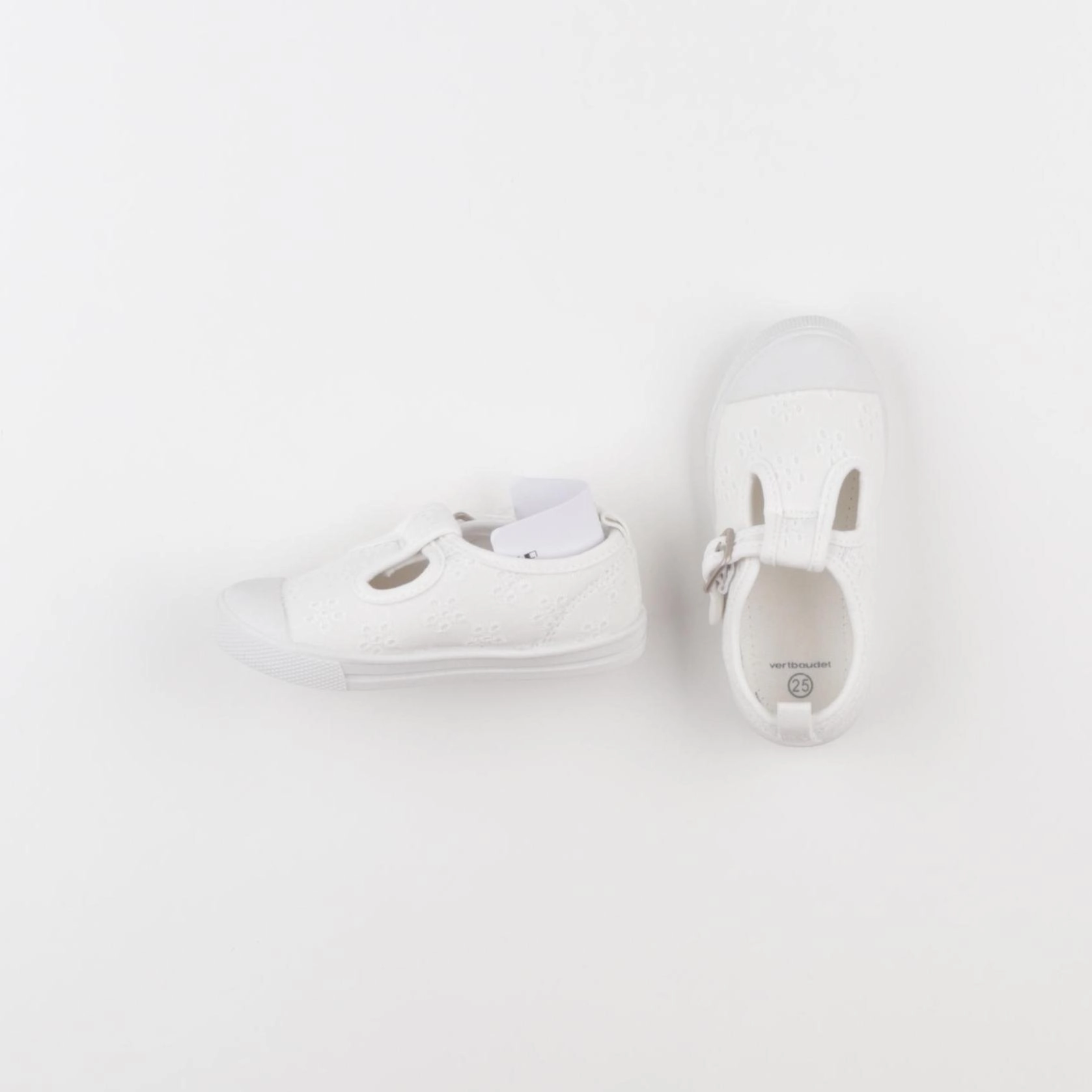 Vertbaudet - tennis élastiqué blanc - pointure 25